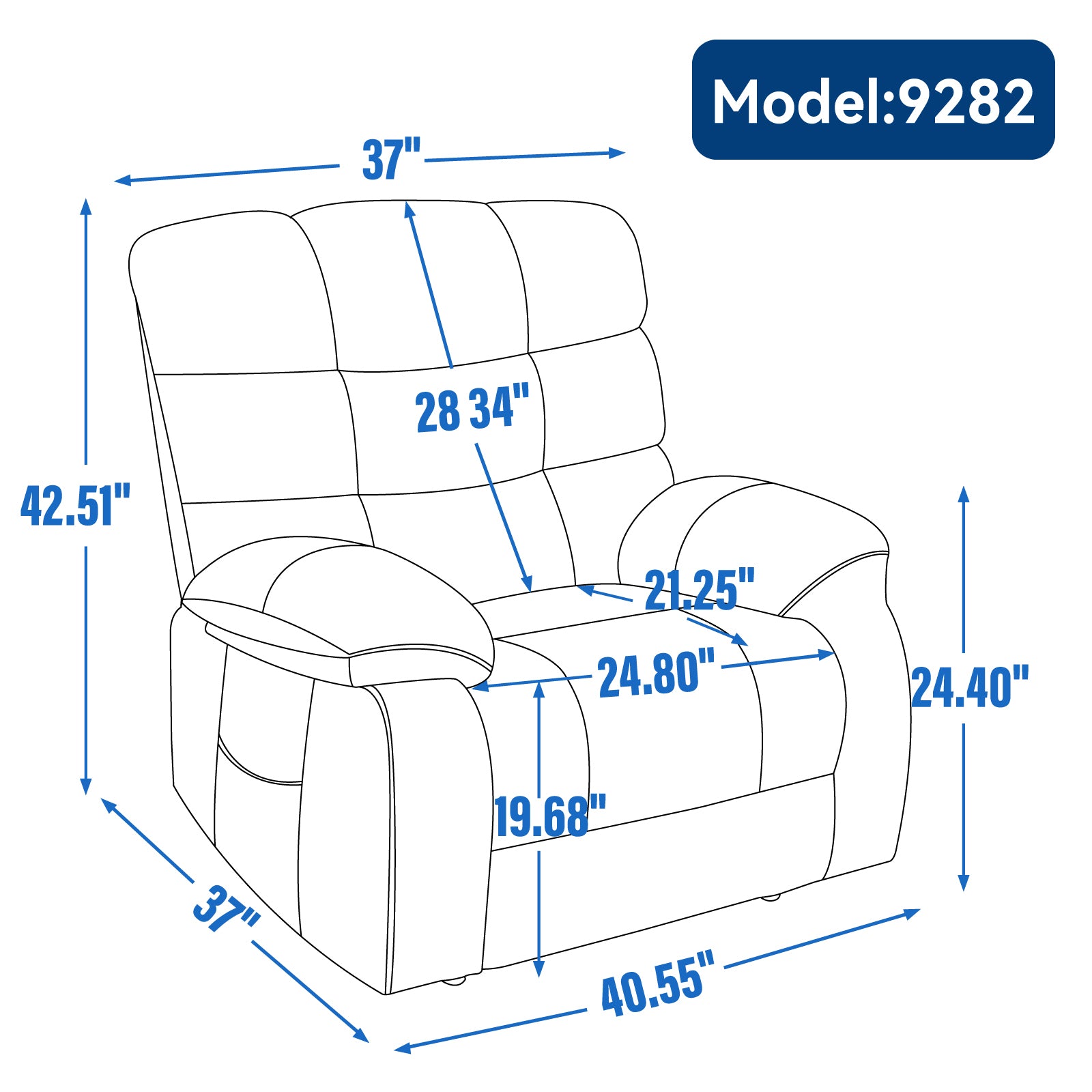 Lift Recliner Chair Heat Massage Dual Motor Infinite Position Up to 350 LBS Large Electric Power Lift Recliners with Power-Remote, Medium-firm and Heavy duty, Blue