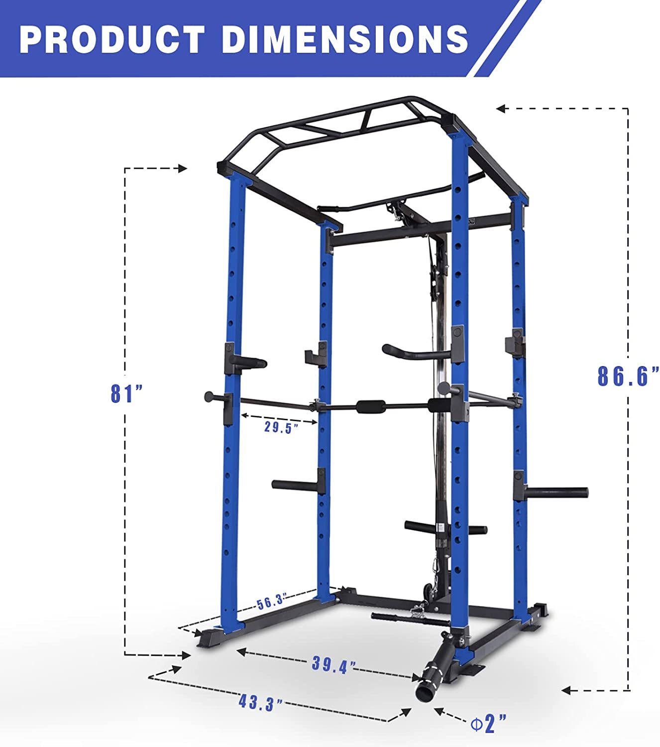 Multi-functional Power Cage,Home Adjustable Pullup Squat Rack 1000Lbs Capacity Comprehensive Fitness Barbell Rack