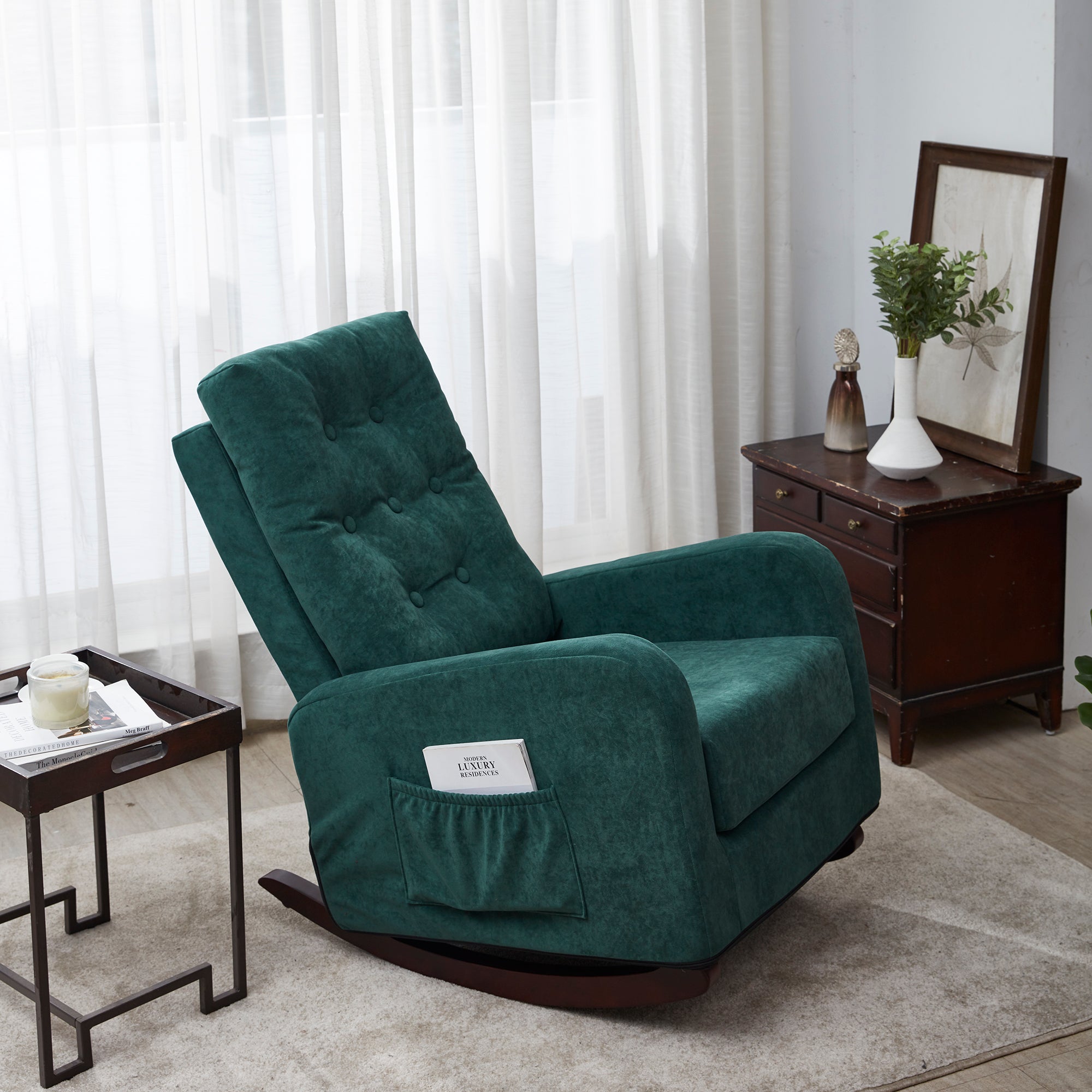 Accent chair TV Chair Living room Chair  Lazy Recliner Comfortable Fabric Leisure Sofa,Modern High Back Armchair