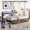 King Bed Frame, Storage Headboard with Charging Station, Solid and Stable, Noise Free, No Box Spring Needed, Easy Assembly