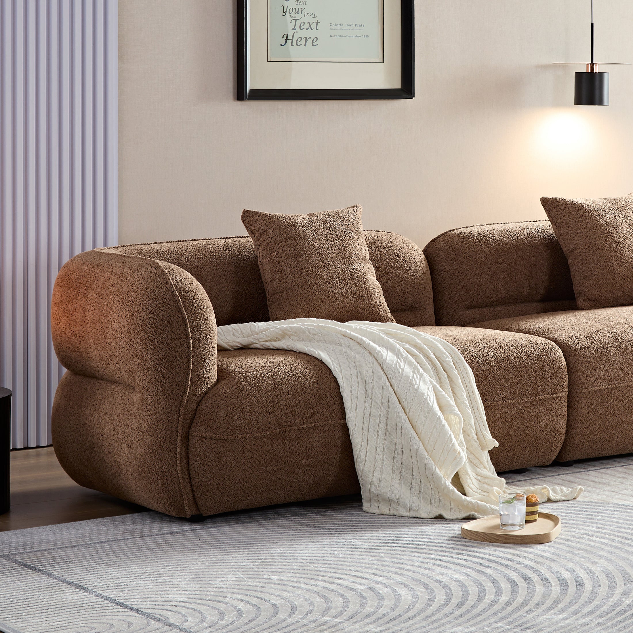 WKS11CZ Camel sofa, durable fabric, solid wood frame, high density sponge filler