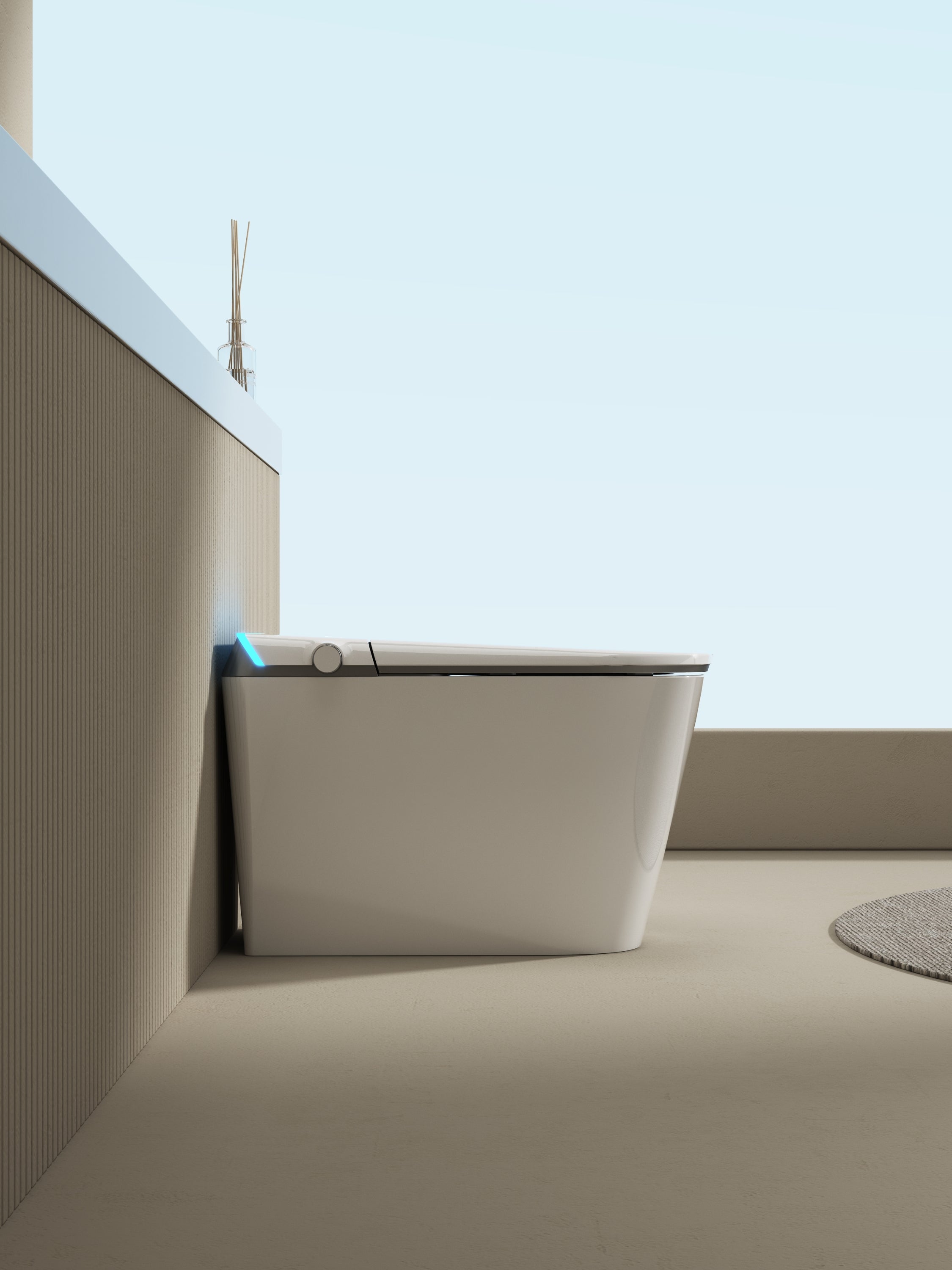 Multifunctional flat square smart toilet with automatic flush with remote control/foot sensor/night light