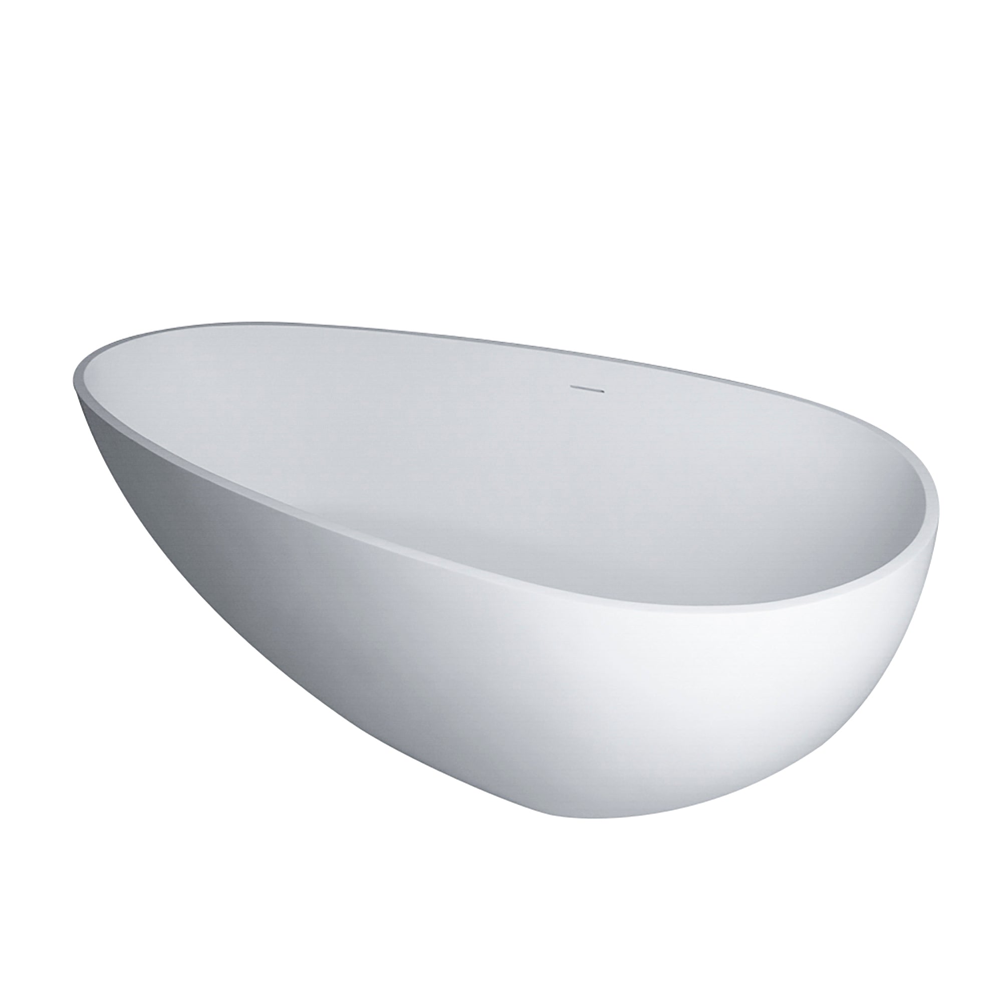 59" Luxury Handcrafted Stone Resin Freestanding Soaking Bathtub with Overflow in Matte White, cUPC Certified - 24S02-59MW