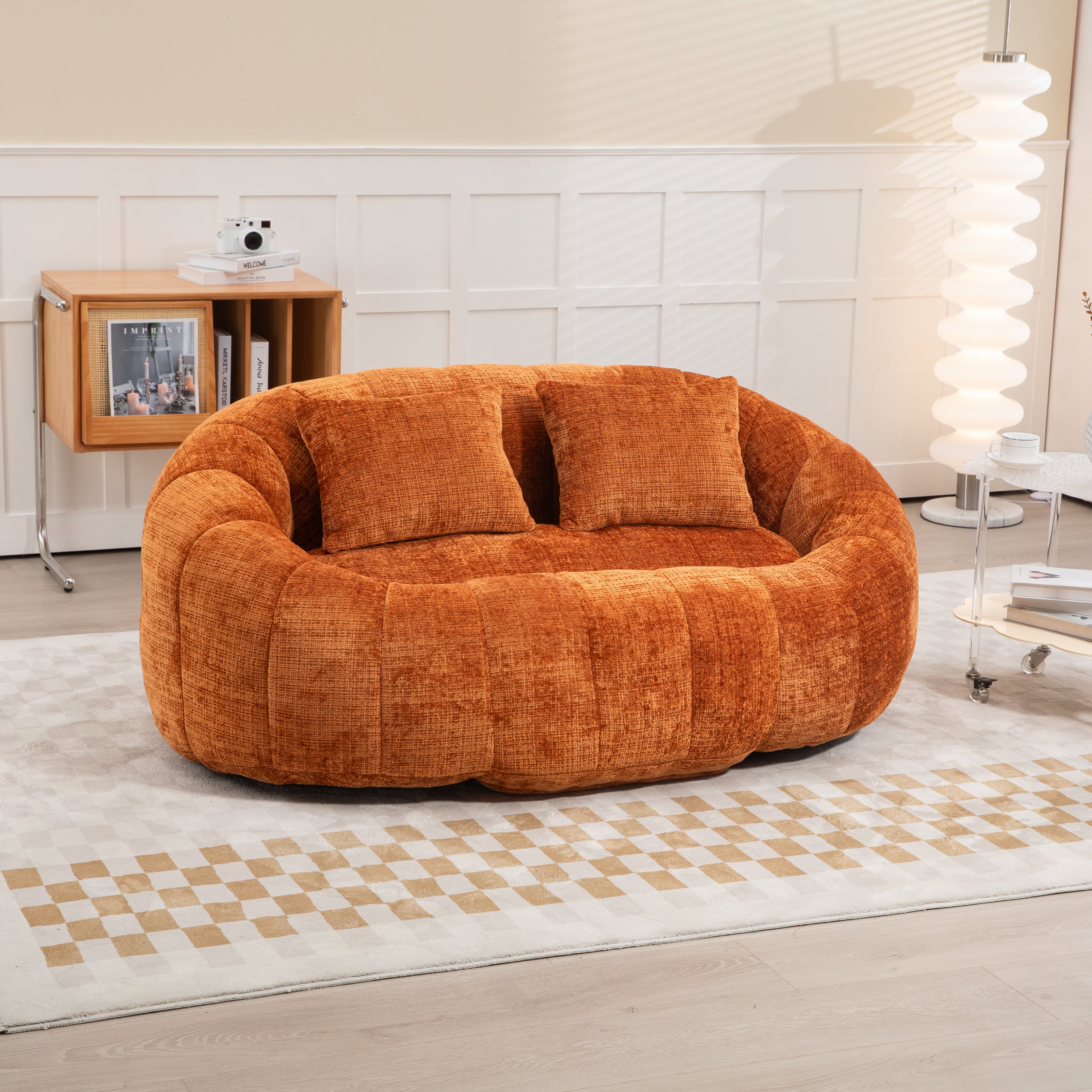 COOLMORE Bean Bag sofa Lazy Sofa Durable Comfort Lounger High Back Bean Bag Chair Couch for Adults and Kids, Indoor & Outdoor, Accent Floor Soft Lounge Chair  (Orange chenille)