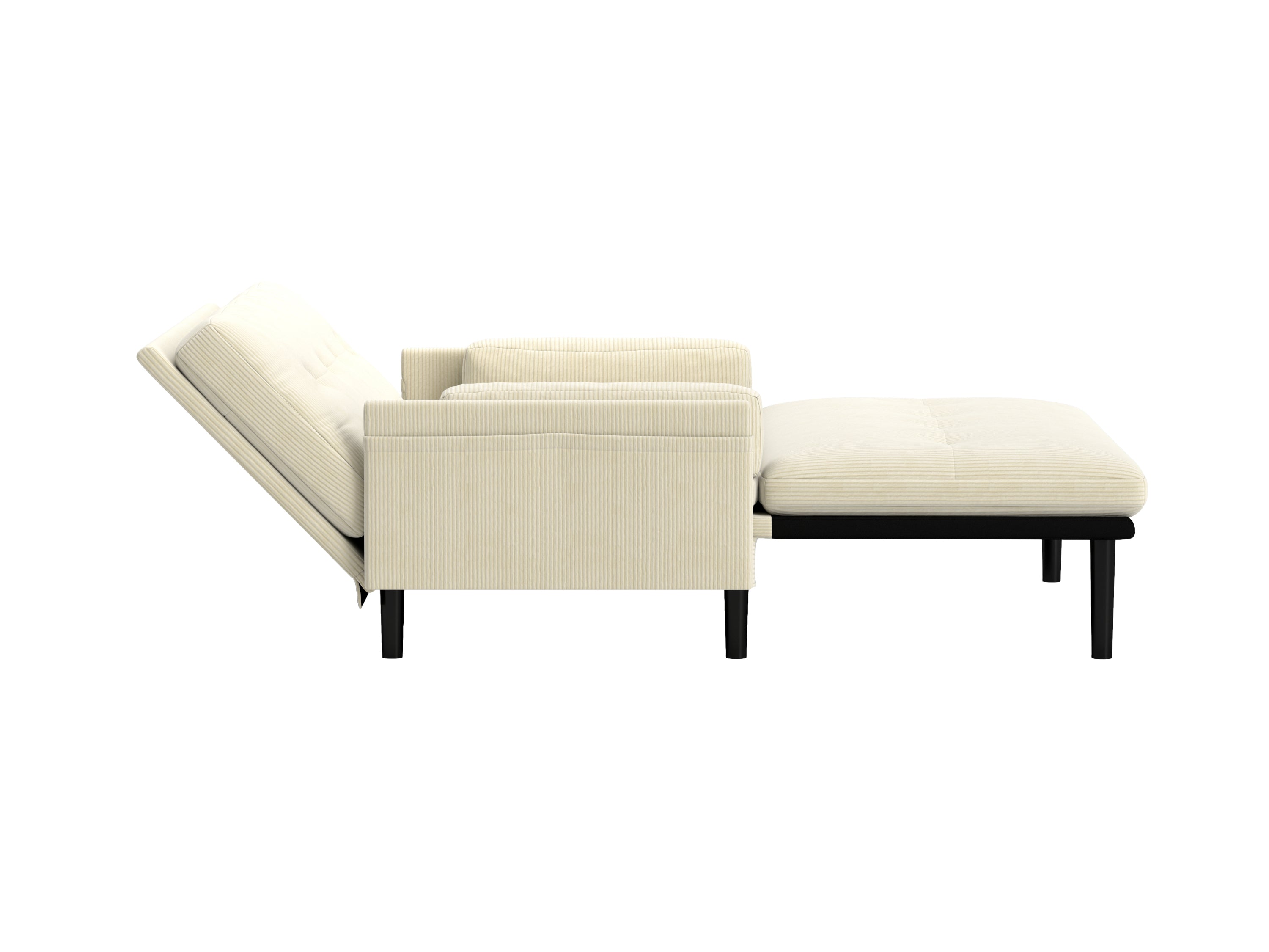 Ivory Corduroy Loveseat, Convertible Lounge Chair and Bed