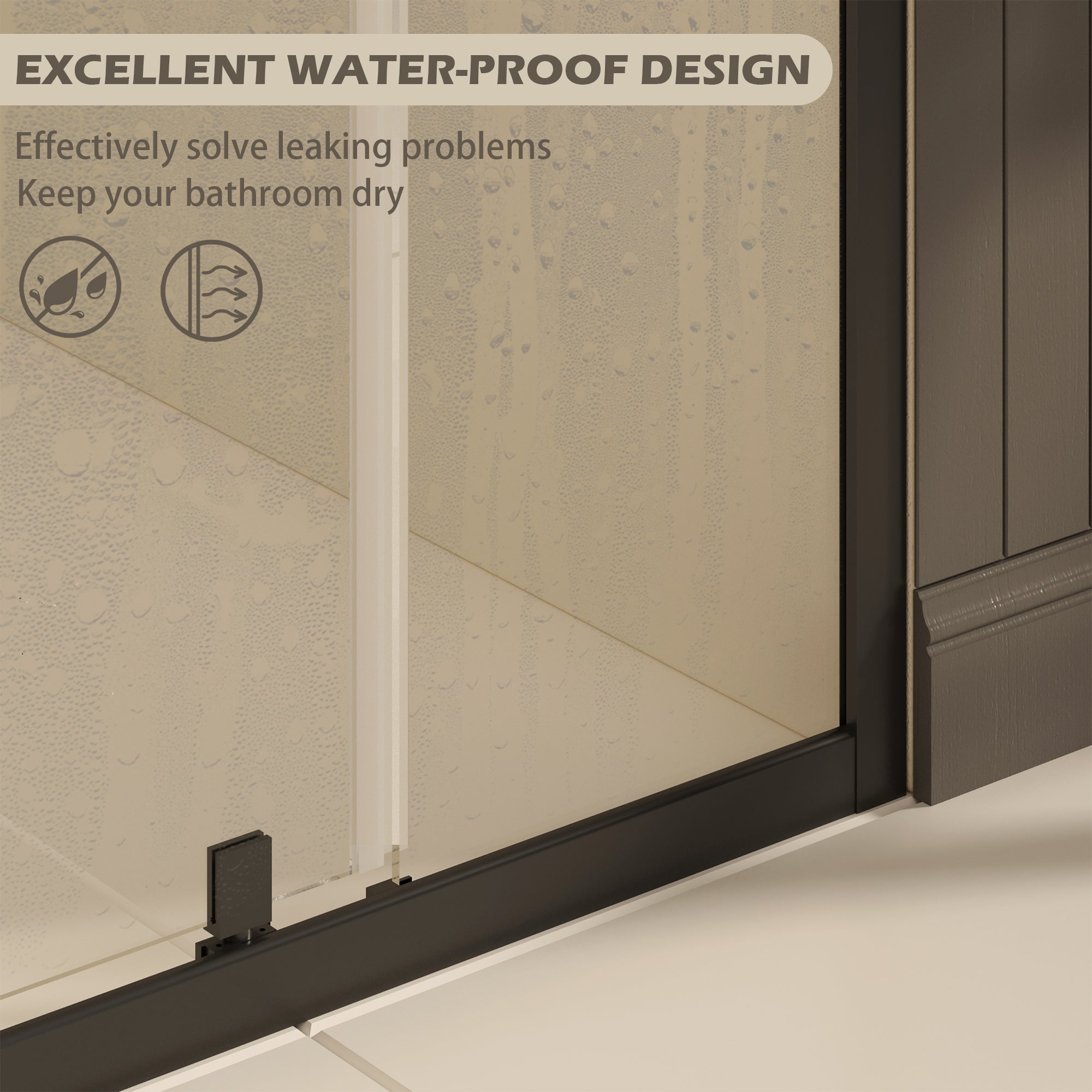 31-43 x 72 in Pivot Shower Door - 31-33 x 72 in / Matte Black view 4