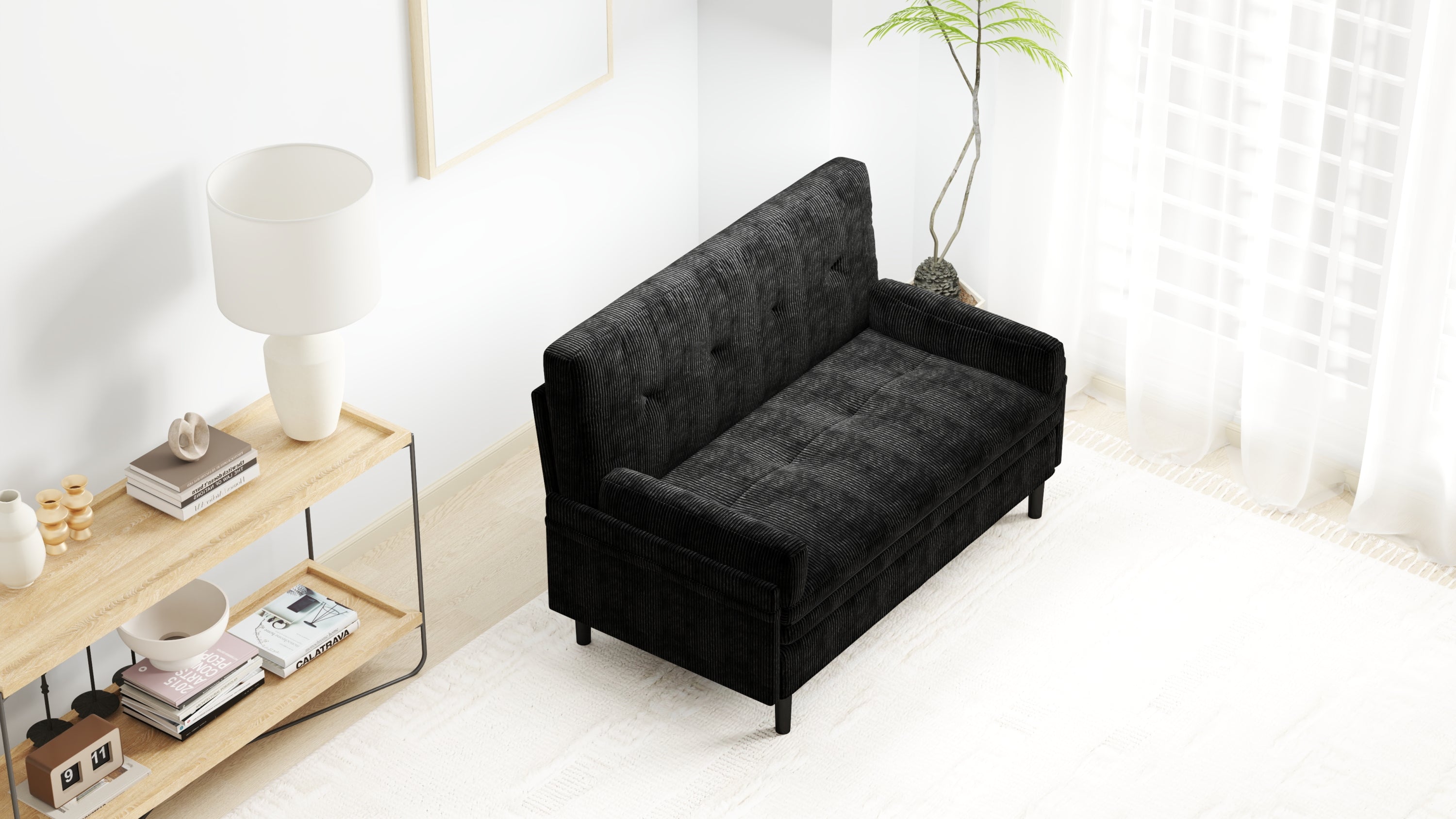 Black 2 seater sofa sleeper with recline fuction