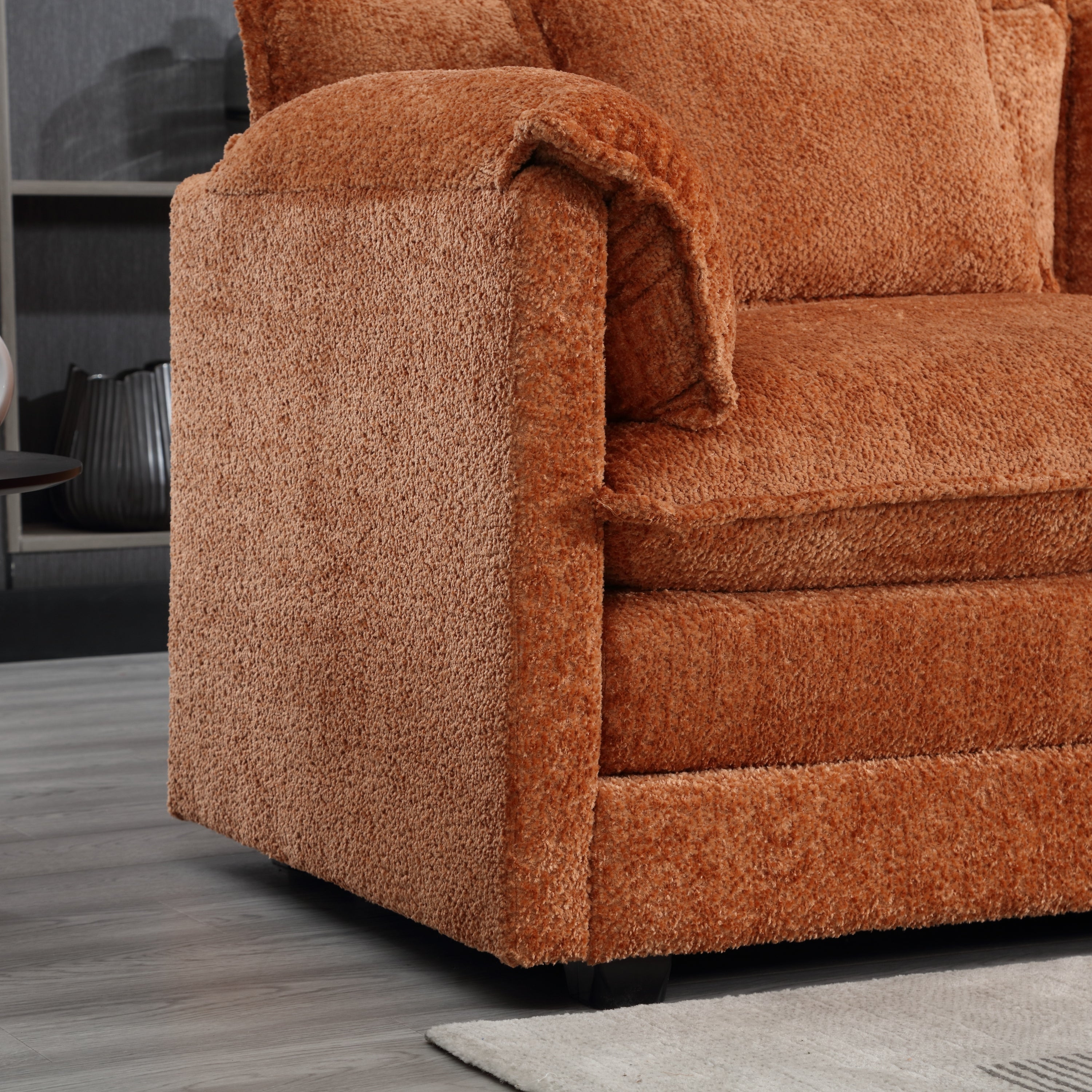 Modern Large boucle Fabric L-Shape Sectional Chenille fabric, movable pedals, detachable armrests, oversized three-seat Sofa