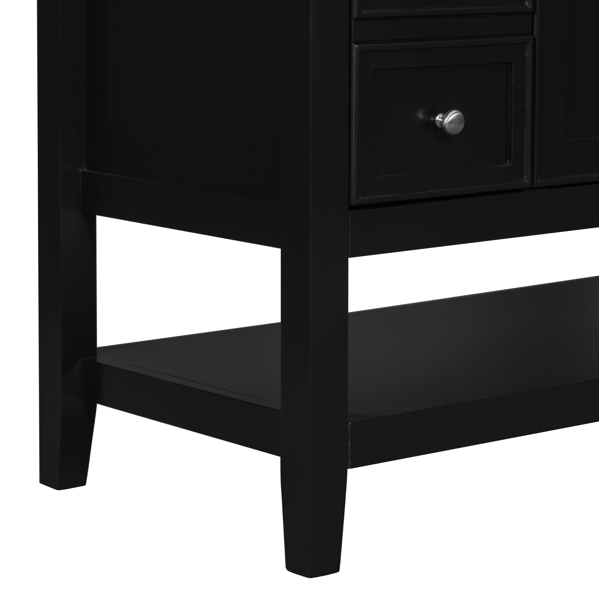 36" Bathroom Vanity with Sink Combo, One Cabinet and Three Drawers, Solid Wood and MDF Board, Black (Old Sku:SY999505AAB)