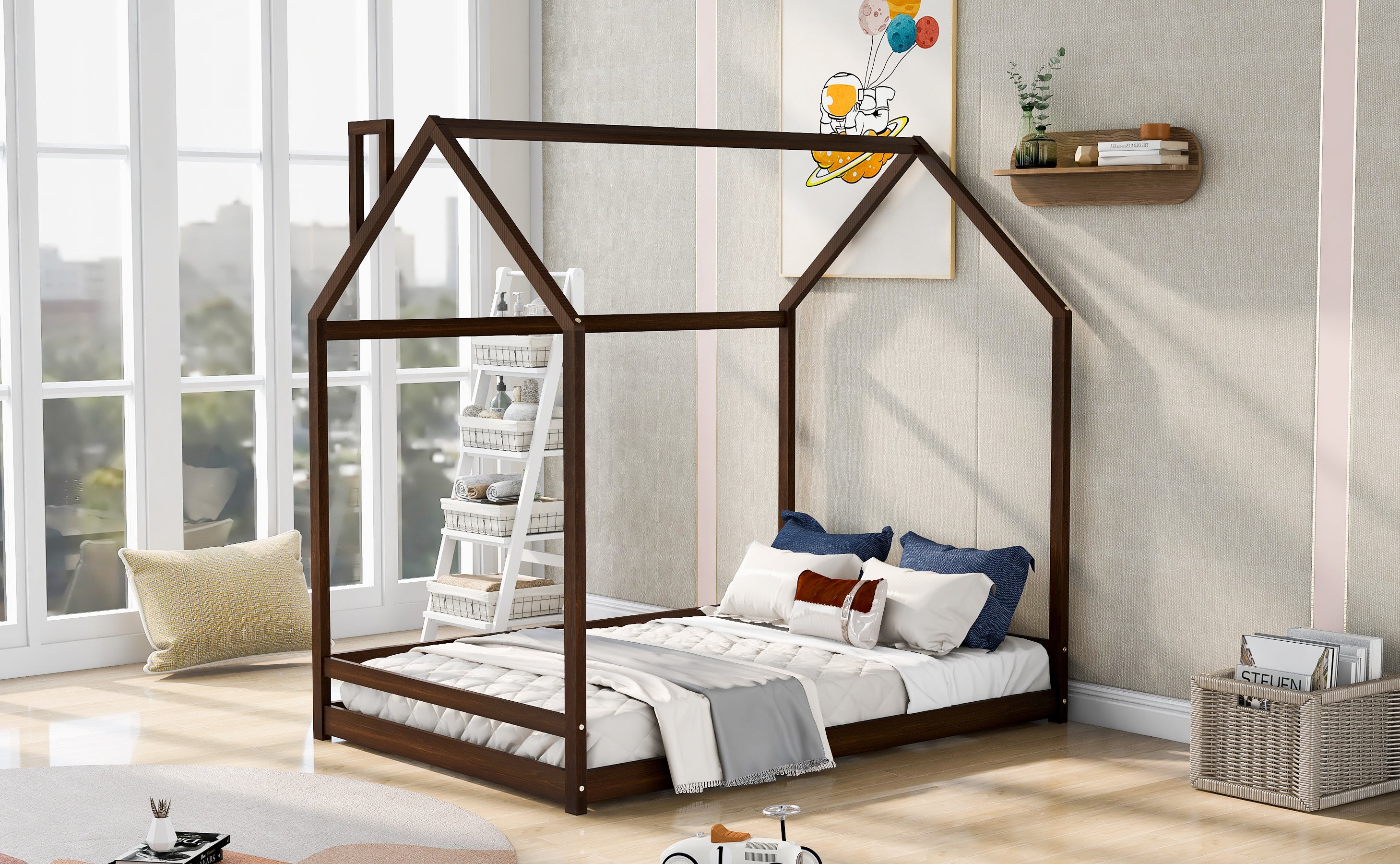 Full Size House Bed Wood Bed, Espresso(OLD SKU:WF281436AAP)