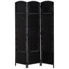 6' Tall Wicker Weave 3 Panel Room Divider Privacy Screen - Black