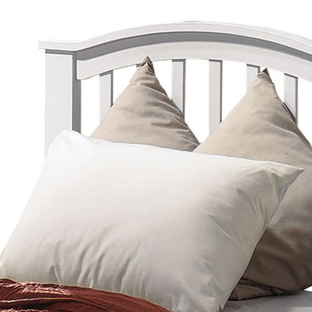 White Twin Bed with Slatted Headboard and Footboard