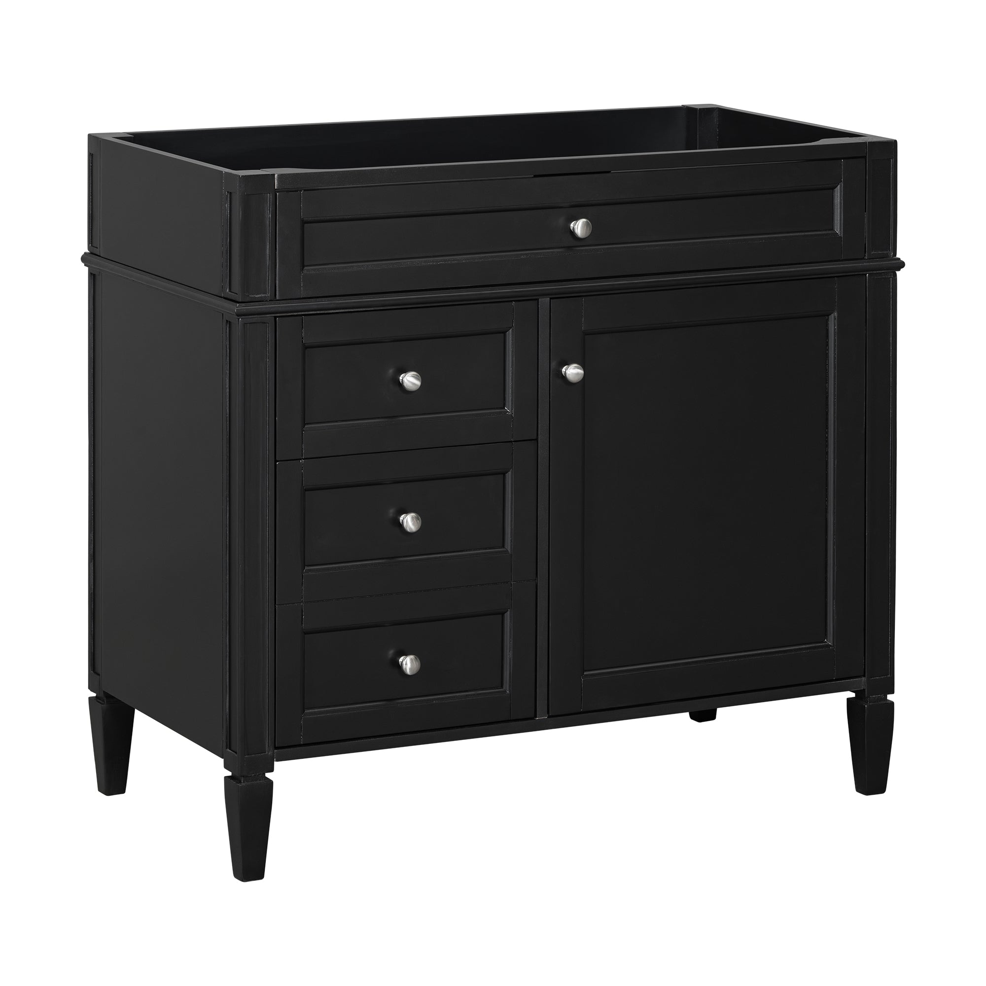 36'' Bathroom Vanity without Top Sink, Modern Bathroom Storage Cabinet with 2 Drawers and a Tip-out Drawer, Solid Wood Frame (NOT INCLUDE BASIN SINK)