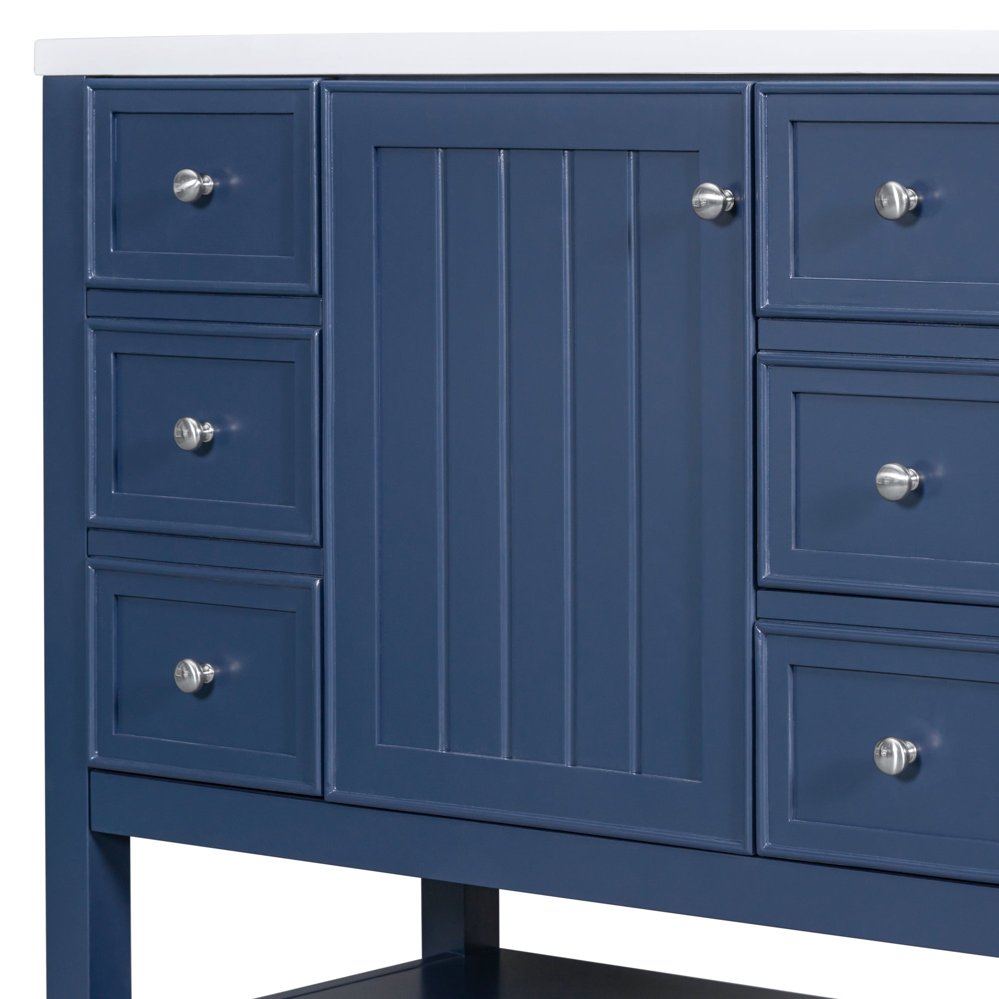 36" Bathroom Vanity without Sink, Cabinet Base Only, One Cabinet and three Drawers, Blue