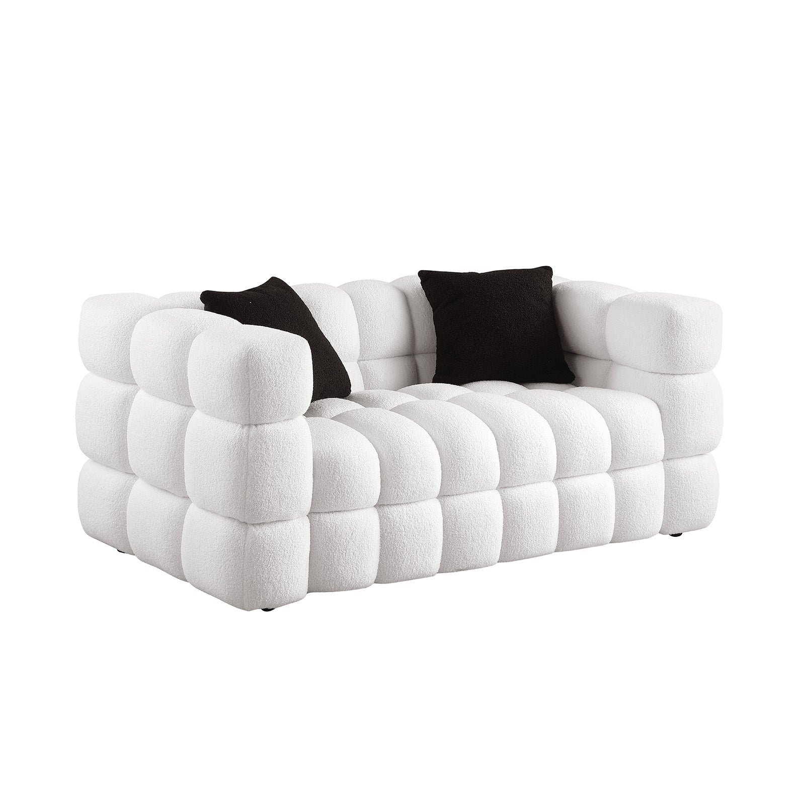 62.2length ,35.83" deepth ,human body structure for USA people,  marshmallow sofa,boucle sofa ,White color, 2  seater