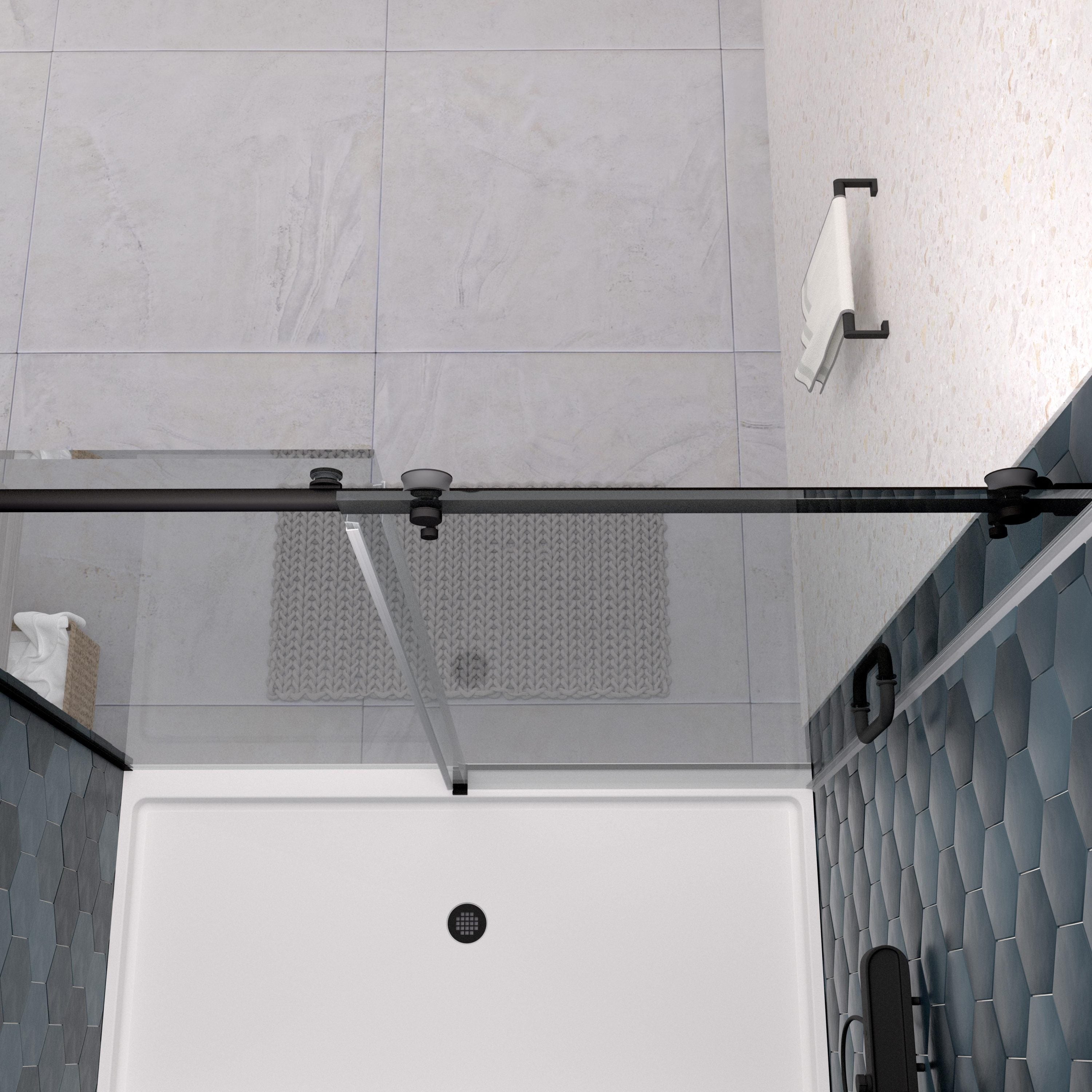 56-60"W x 74"H Glass shower door, sliding door, with 5/16" tempered glass