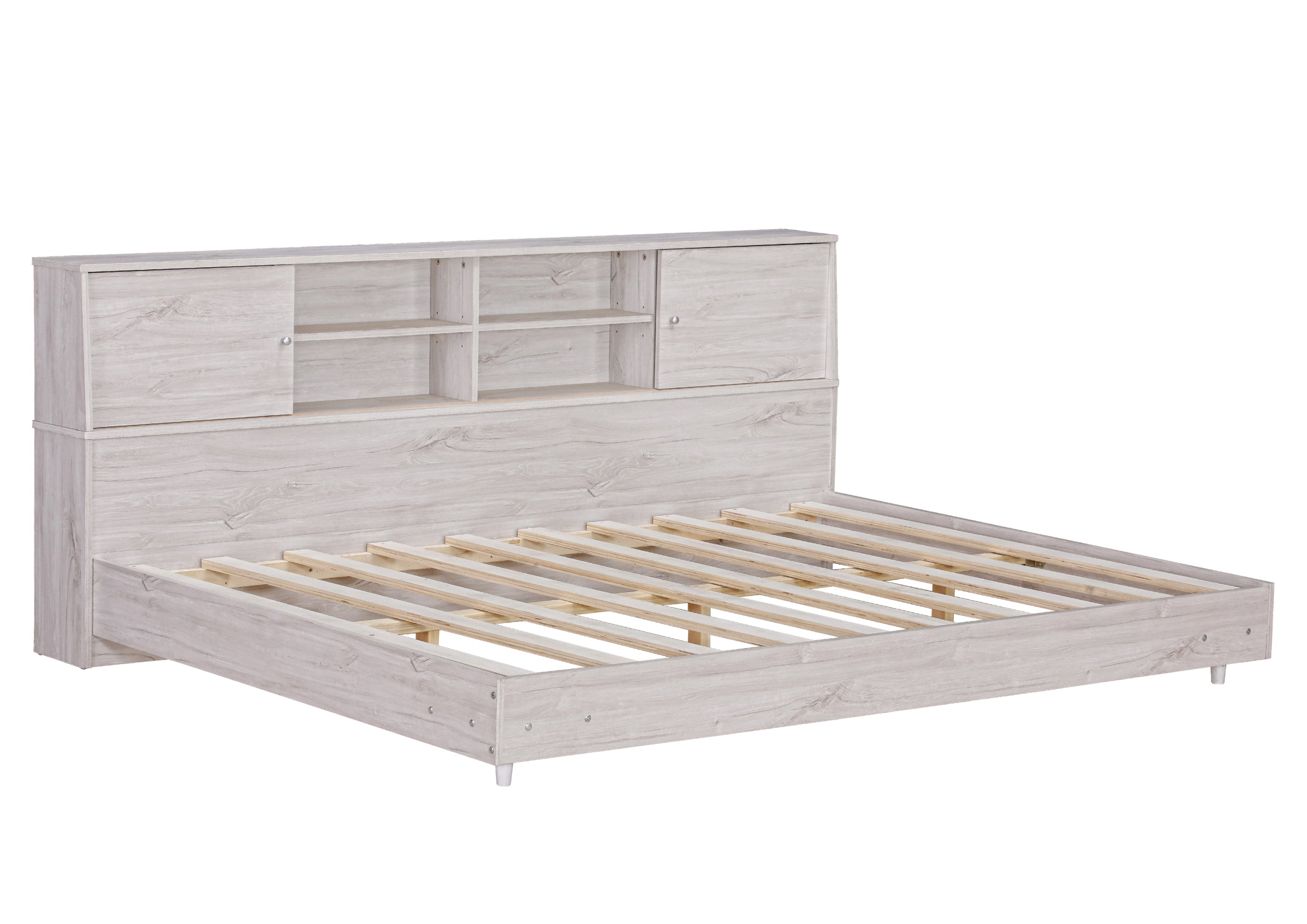 Full Size Daybed Frame with Storage Bookcases,White Oak