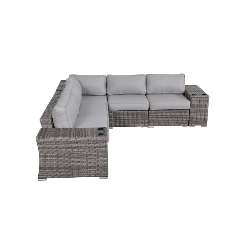 7-Piece Rattan Sectional Sofa Set with Cushions - Fully Assembled