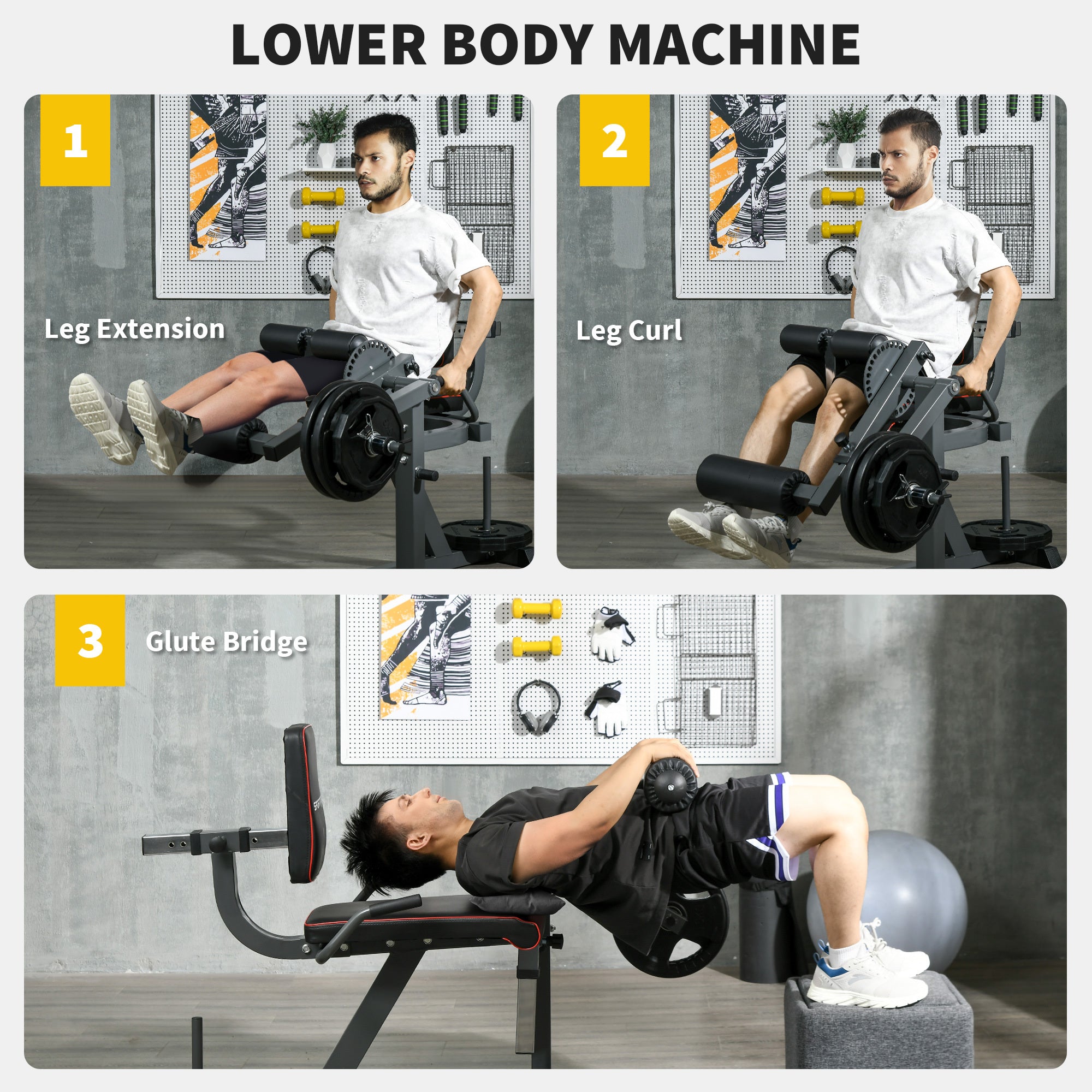 Soozier Seated Calf Raise Machine, Adjustable Leg Extension and Curl Machine with Plate Loaded for Hip, Thigh, Lower Body Workout