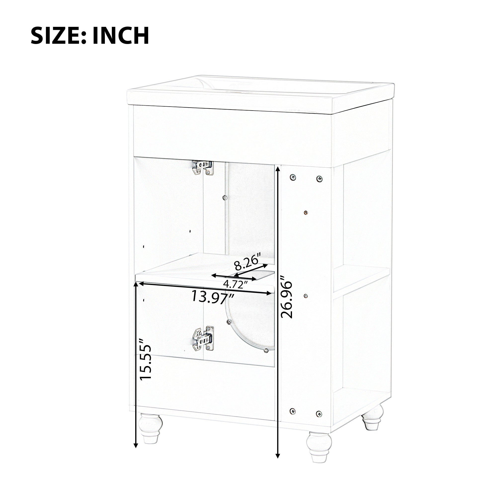 20" Bathroom Vanity with Sink, Bathroom Vanity Cabinet with Two-tier Shelf, Adjustable Shelf, Solid Wood and MDF, White