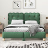 Queen Size Upholstered Platform Bed with Support Legs,Green