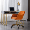 Modern Velvet Fabric Material Adjustable Height 360 revolving Home Office Chair with Gold Metal Legs and Universal Wheels for Indoor,Orange