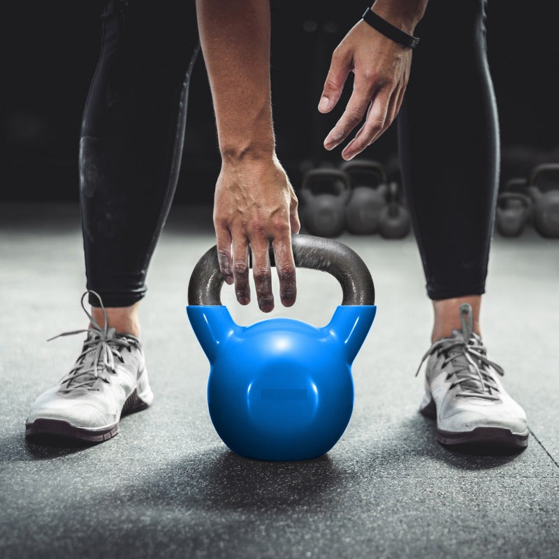 200 Lb Weights -Vinyl Coated Cast Iron Kettle Bell Black-Blue