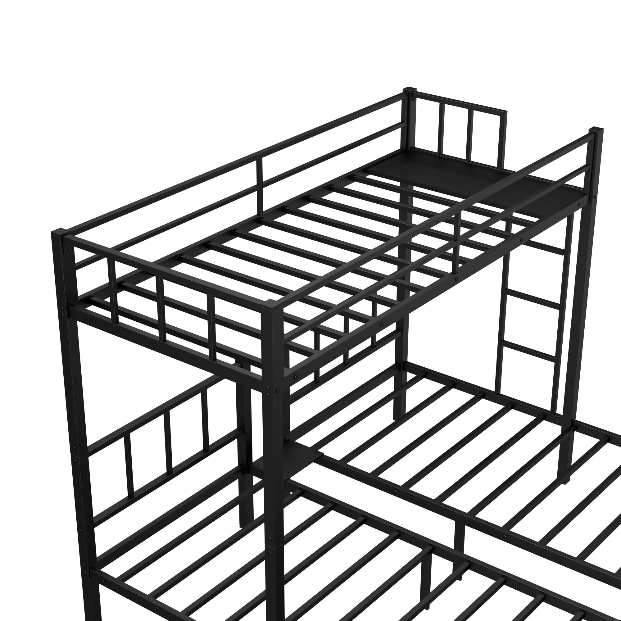 Twin over Twin & Twin Bunk Beds for 3, Twin XL over Twin & Twin Bunk Bed Metal Triple Bunk Bed, Black(Pre-sale date: February 8th.)