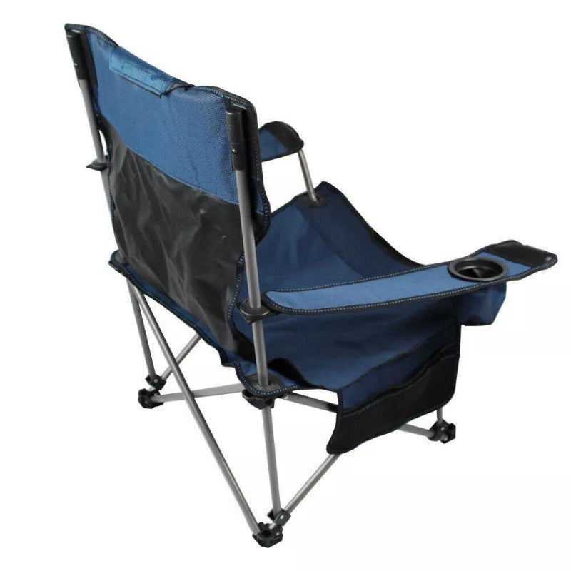 Oversized Camping Chair Outdoor Heavy Duty Folding Chair w/ Cup Holder & Pillow