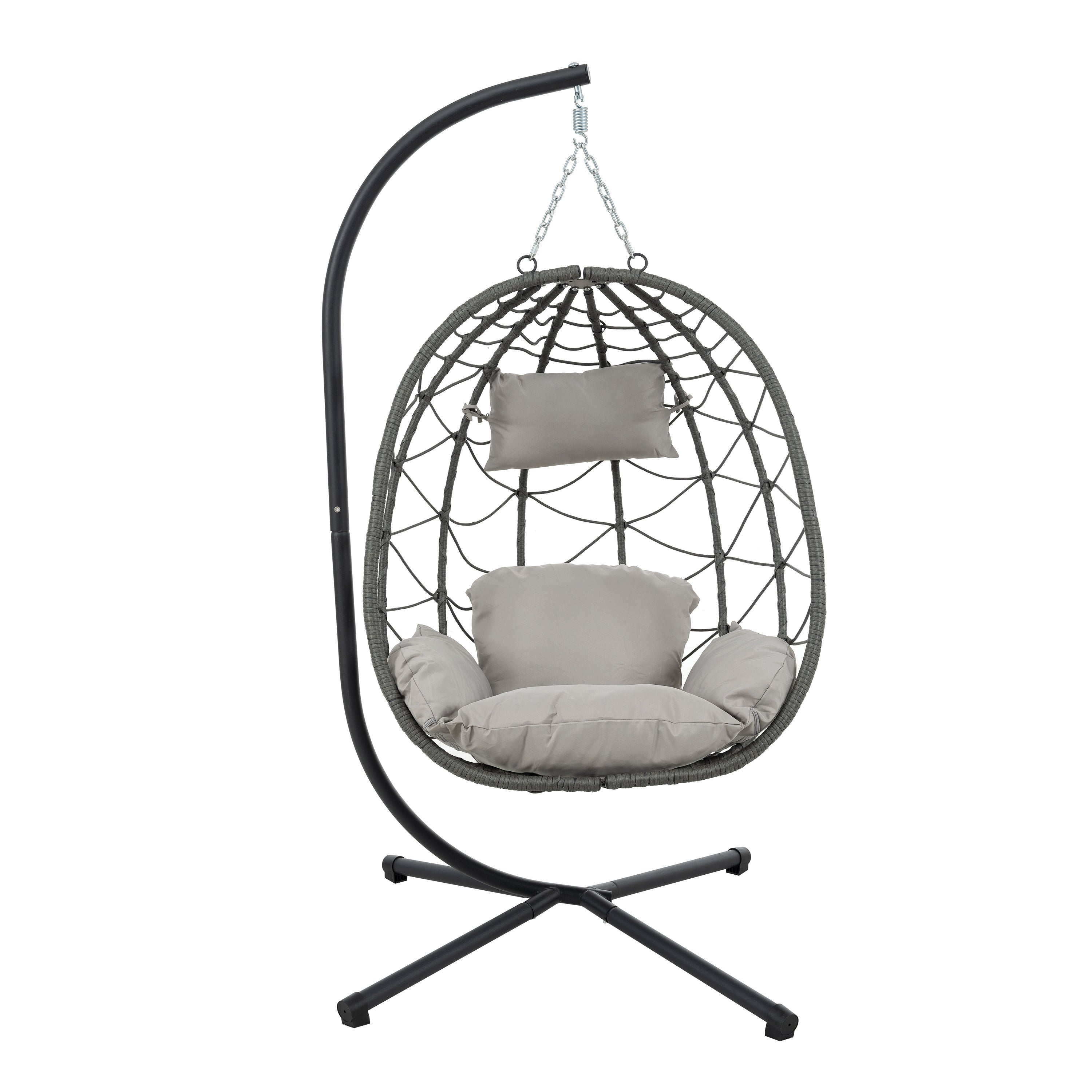 Egg Chair with Stand Indoor Outdoor Swing Chair Patio Wicker Hanging Egg Chair Hanging Basket Chair with Stand for Bedroom Living Room Balcony