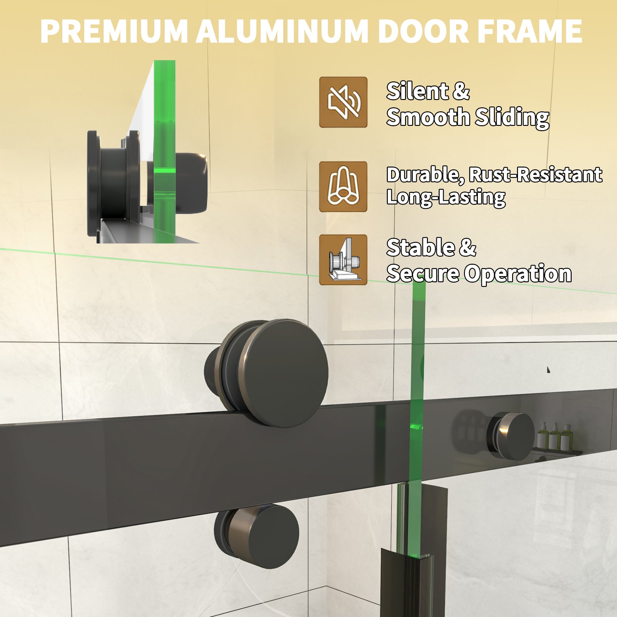 56-60 x 58 in Semi-Frameless Sliding Bathtub Door - 56-60 x 58 in / Matte Black view 5
