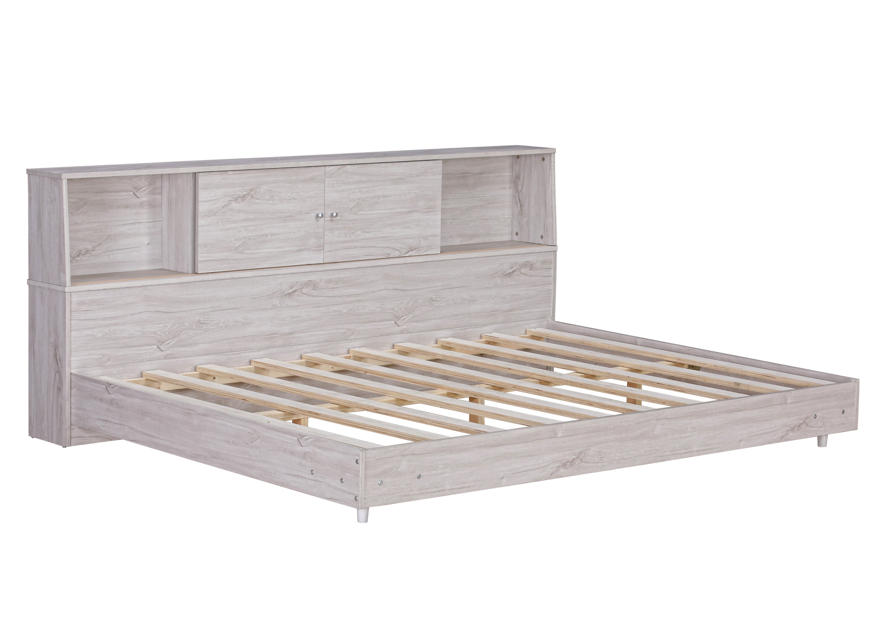 Full Size Daybed Frame with Storage Bookcases,White Oak