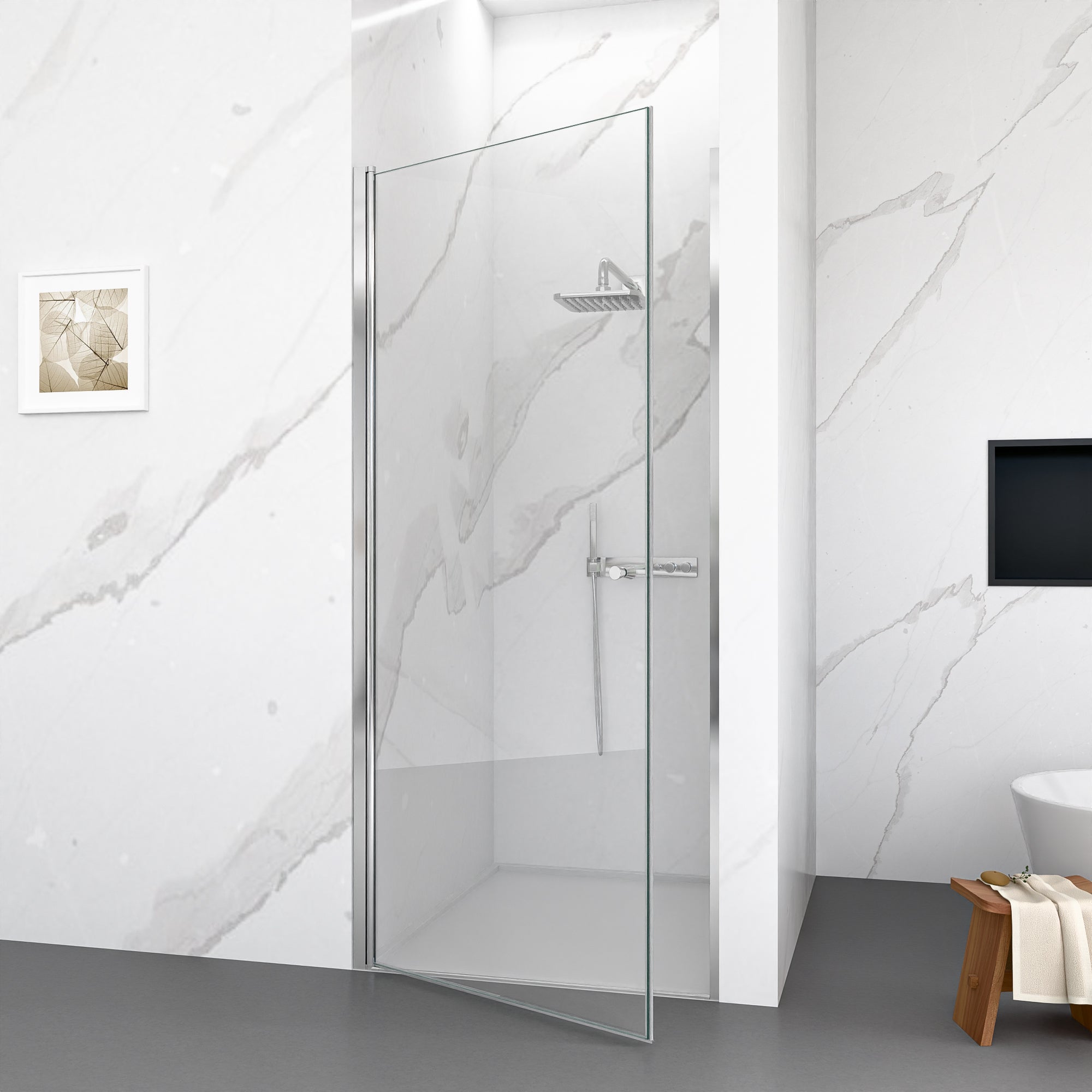 24-34 x 72 in Circular Pivot Shower Door - 24 x 72 in / Chrome / Semi-Frameless view 3