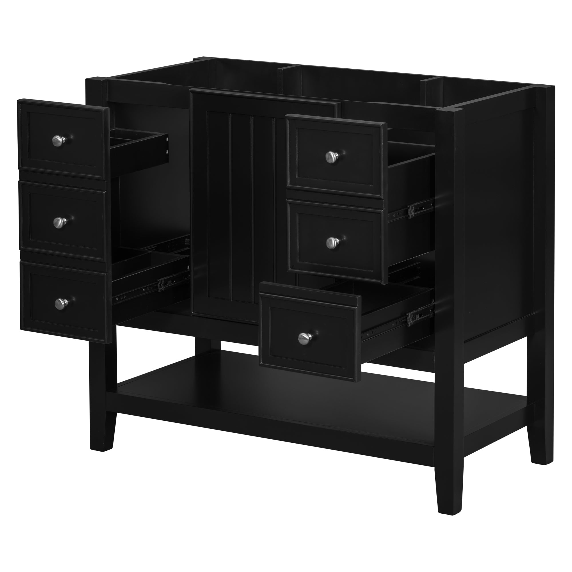 36" Bathroom Vanity without Sink, Cabinet Base Only, One Cabinet and three Drawers, Black