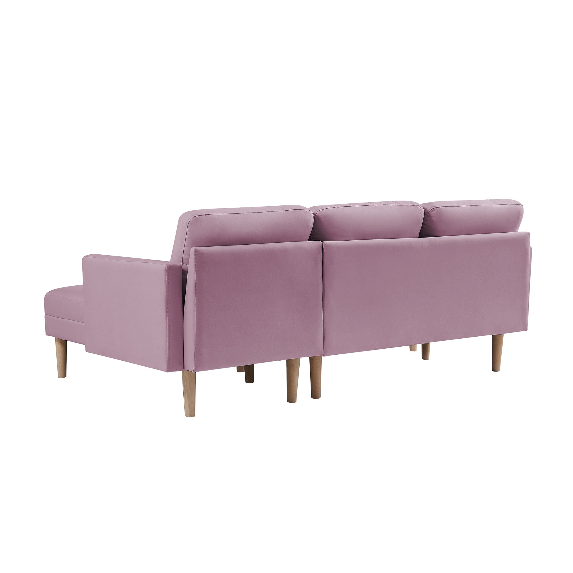 PINK Fabric Right Facing Sectional Sofa Bed , L-shape Sofa Chaise Lounge with Ottoman Bench