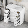 36" Bathroom Vanity with Sink Combo, One Cabinet and Six Drawers, Solid Wood and MDF Board, White