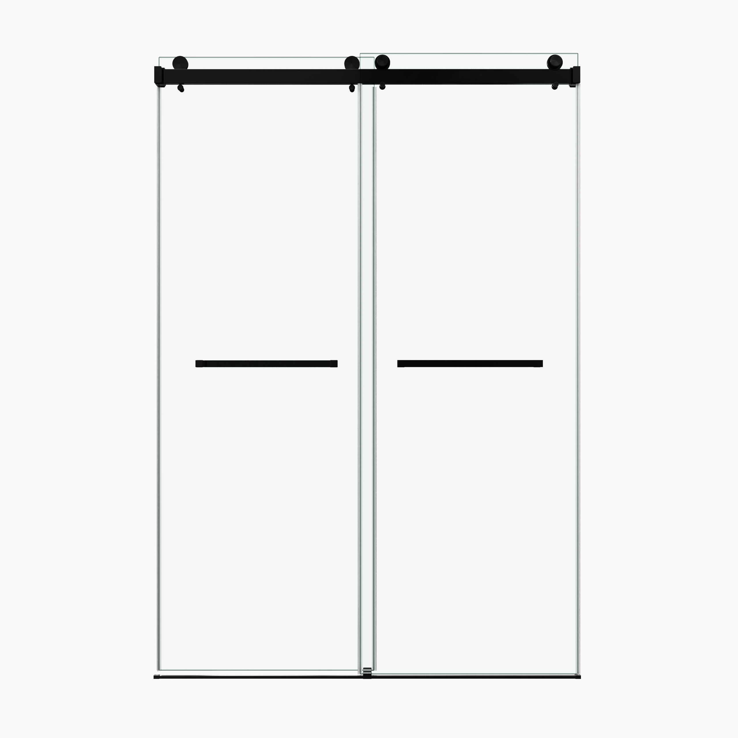 66 x 79 in Frameless Double Sliding Shower Door - 66 x 79 in / Matte Black view 1