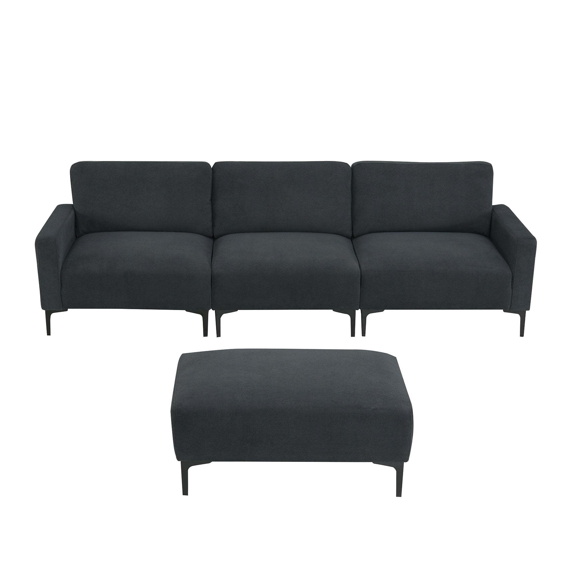 [VIDEO provided] [New] 103.5*59" Modern L-shaped Sectional Sofa, 4-seat Velvet Fabric Couch Set with Convertible Ottoman,Freely Combinable Sofa for Living Room, Apartment, Office,Apartment,2 Colors