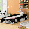 Twin Size Race Car-Shaped Platform Bed with Wheels,Black