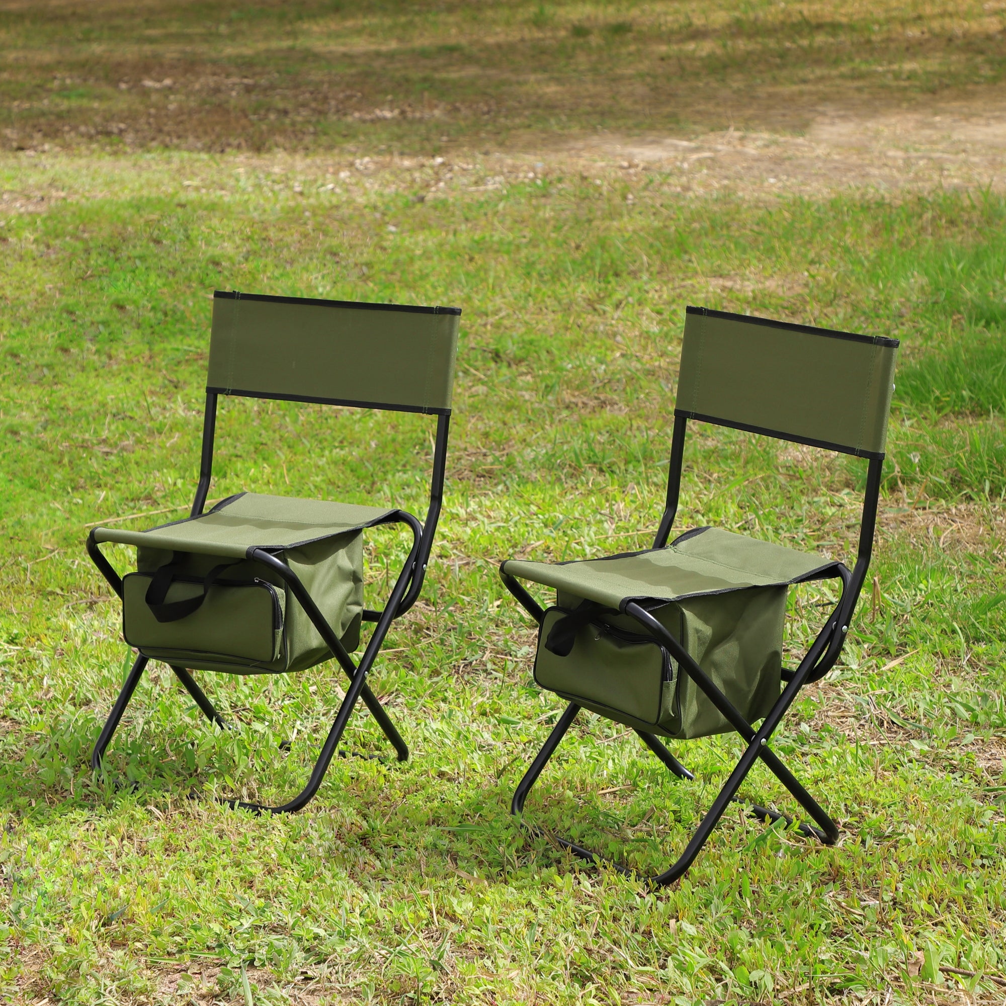 2-piece Folding Outdoor Chair with Storage Bag, Portable Chair for indoor, Outdoor Camping, Picnics and Fishing,Green