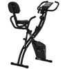 Soozier Folding Exercise Bike, 3-in-1 Recumbent Exercise Bike, Upright Workout Bike & Arm Resistance Bands, Adjustable Seat, 8-Level Magnetic Resistance, Black