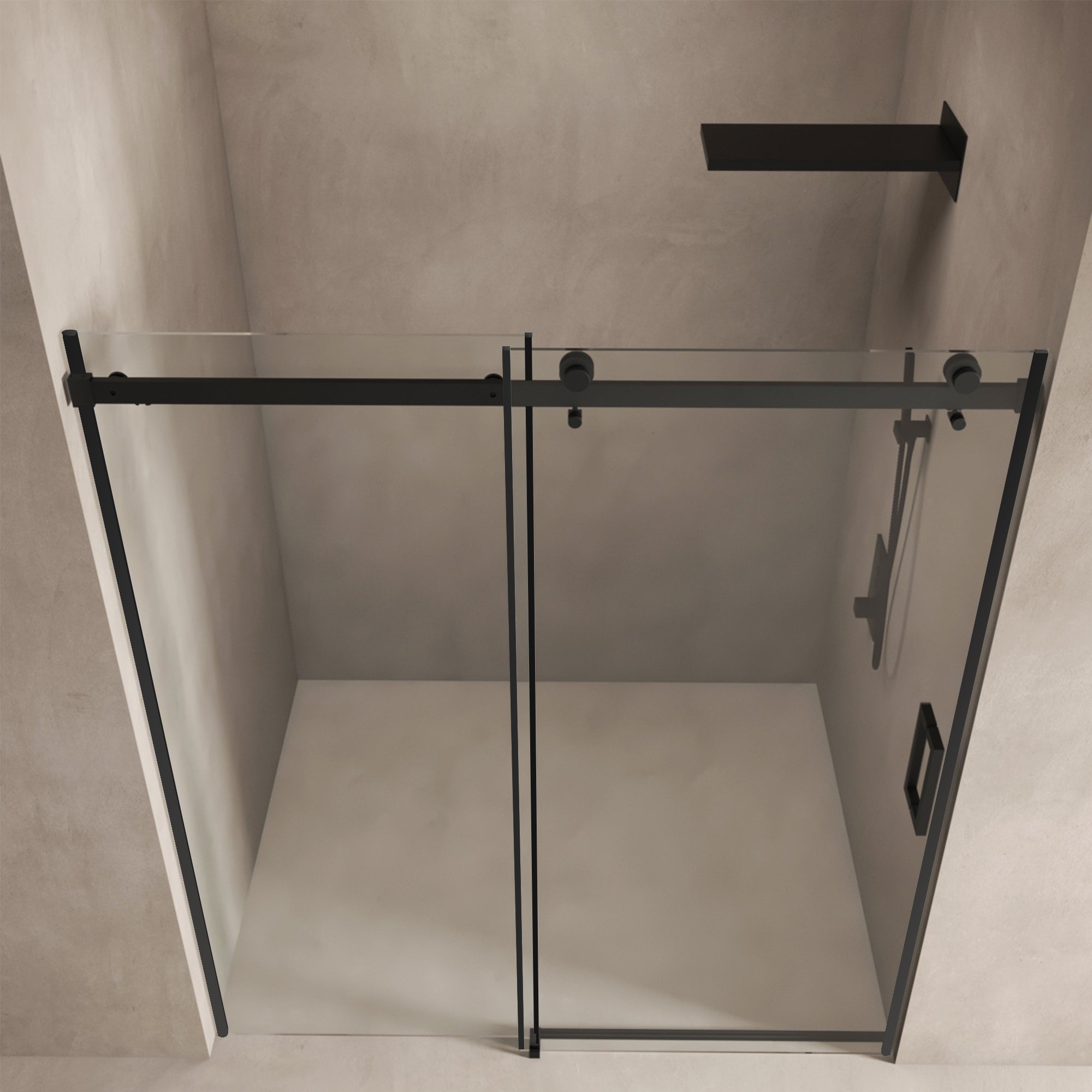 56"-60"W x 70"H Frameless Shower Door, Sliding Shower Door, with Premium 5/16"(8mm) Thick Tempered Glass Shower Enclosure,Double Side Easy Clean Coat,Matte Black Finished With Buffer