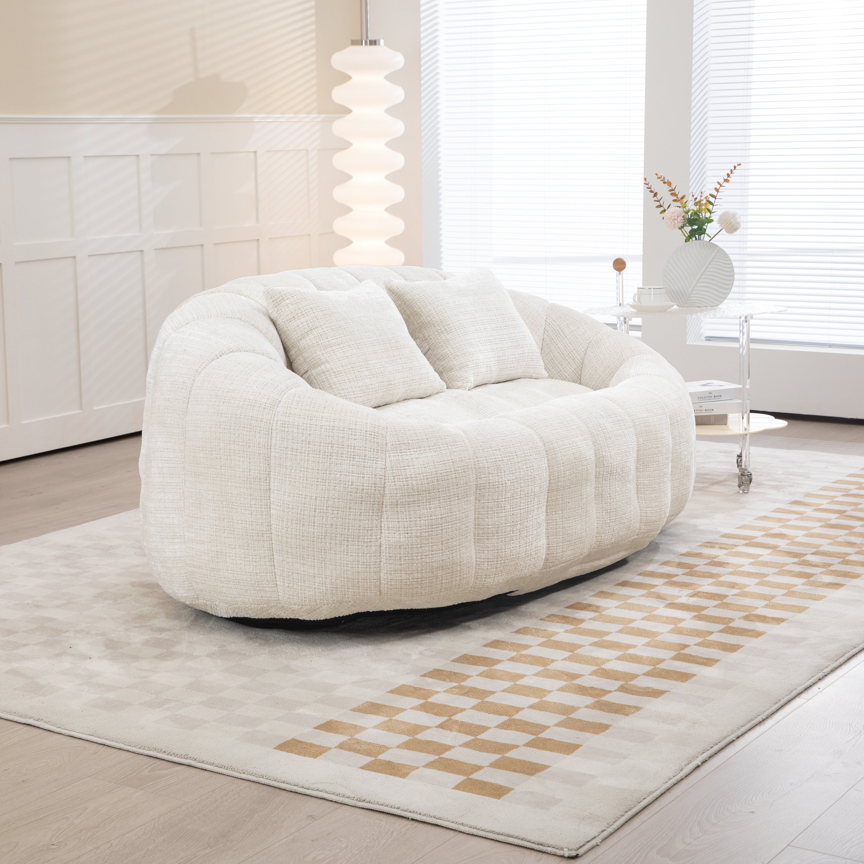 COOLMORE Bean Bag sofa Lazy Sofa Durable Comfort Lounger High Back Bean Bag Chair Couch for Adults and Kids, Indoor & Outdoor, Accent Floor Soft Lounge Chair  (Beige chenille)