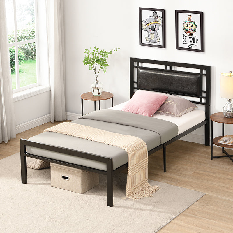 Twin Size metal bed Sturdy System Metal Bed Frame ,Modern style and comfort to any bedroom ,black