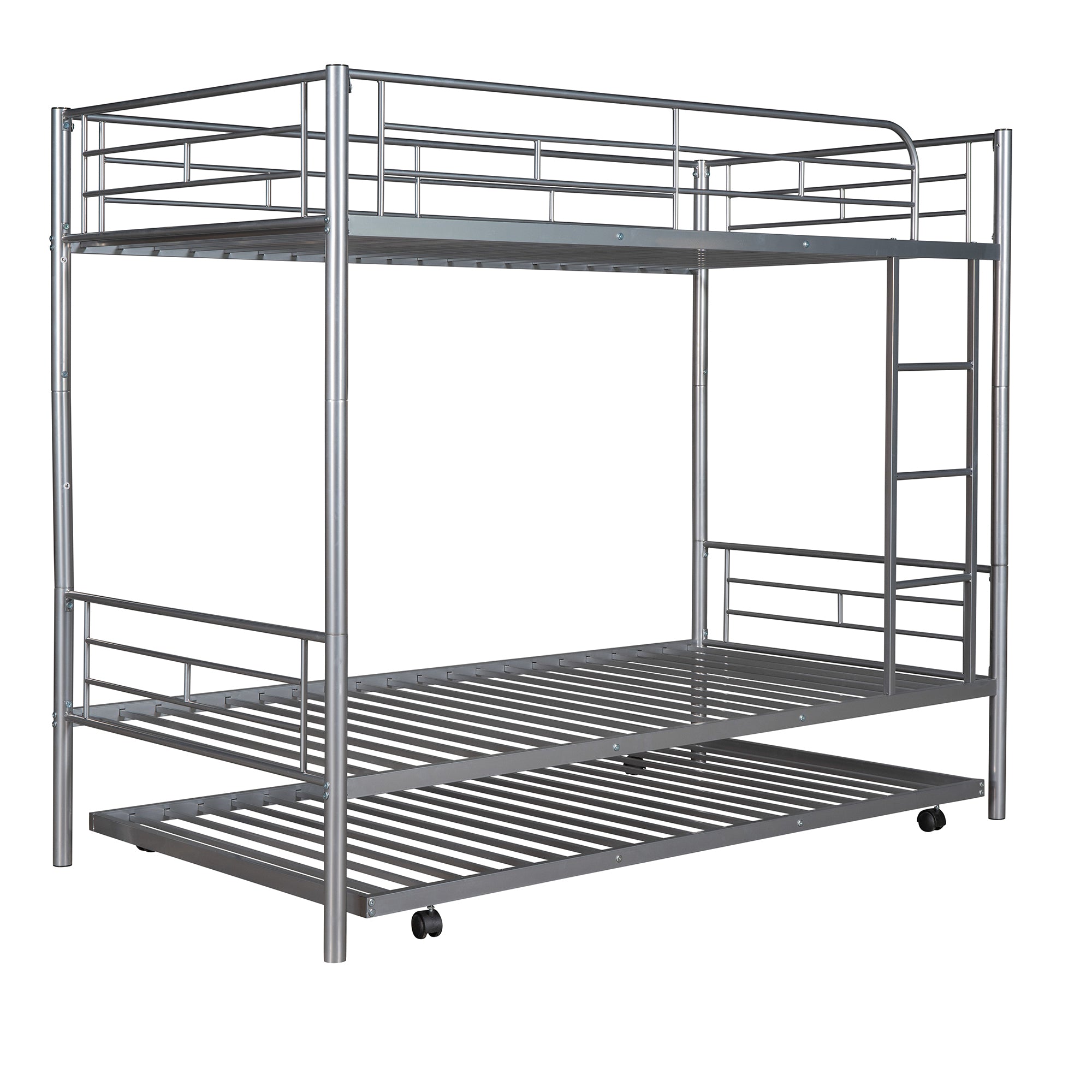 Twin-Over-Twin Metal Bunk Bed With Trundle,Can be Divided into two beds,No Box Spring needed ,White ( old sku: MF194806AAN )