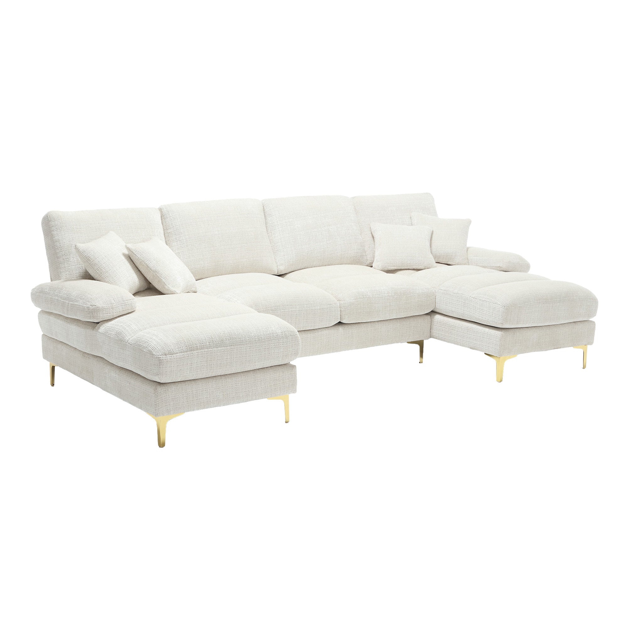 UNITED Modern Large chenille Fabric U-Shape Sectional Sofa