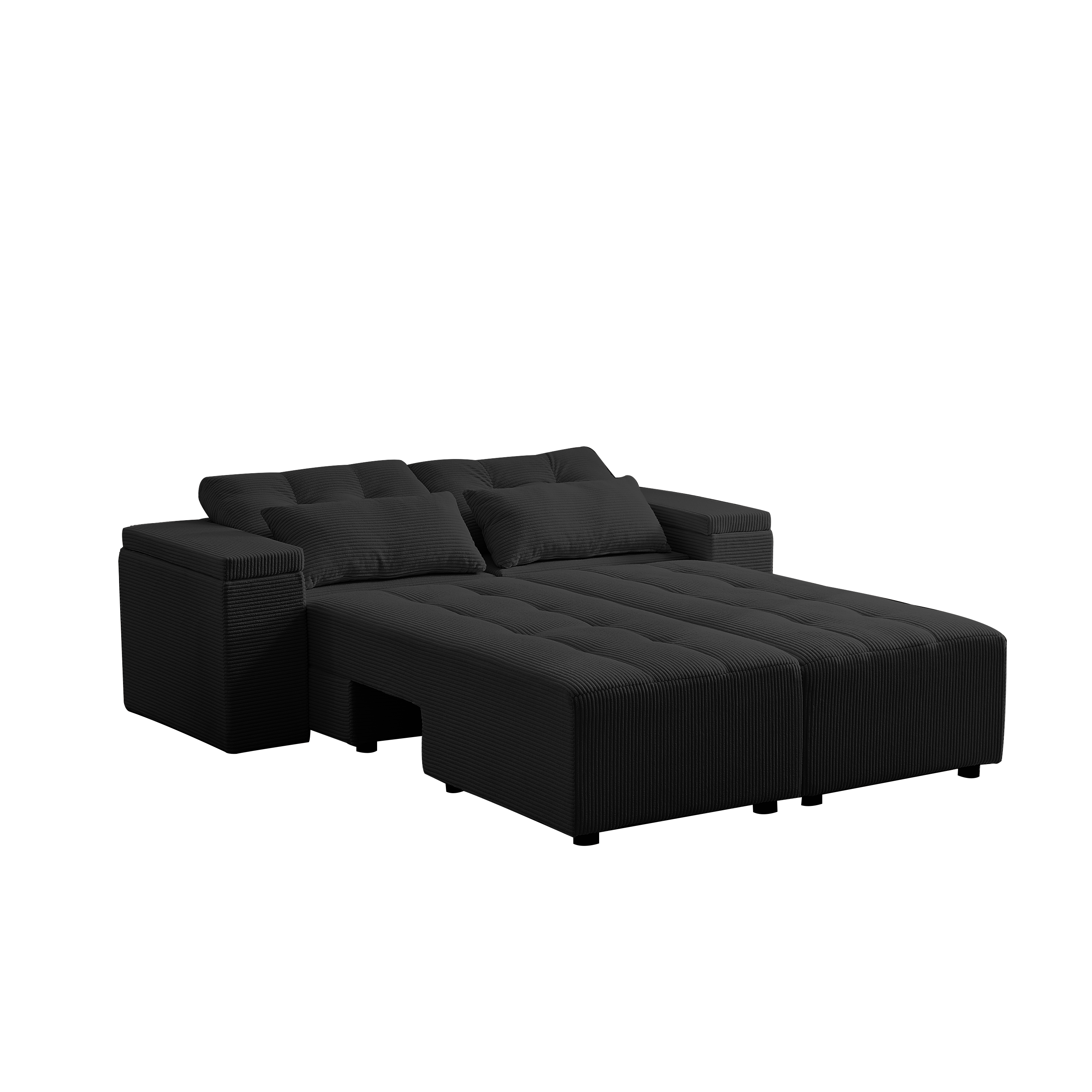 Convertible 3 in 1 Sleeper Sofa and Sectional Sofa with 4 Storage Space for Living Room,Corduroy Couch With 4 pillows,Corduroy