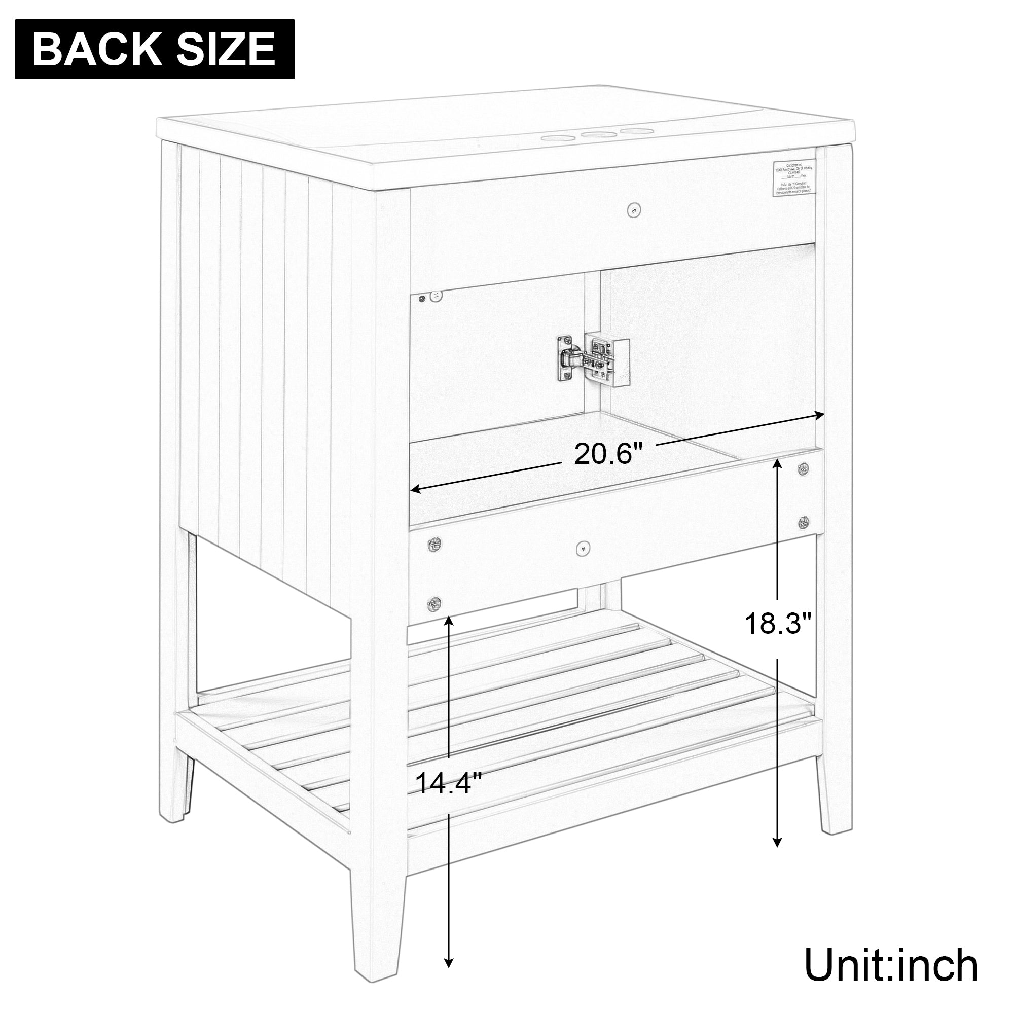 24" Bathroom Vanity Base Only, Soild Wood Frame, Bathroom Storage Cabinet with Doors and Open Shelf, White