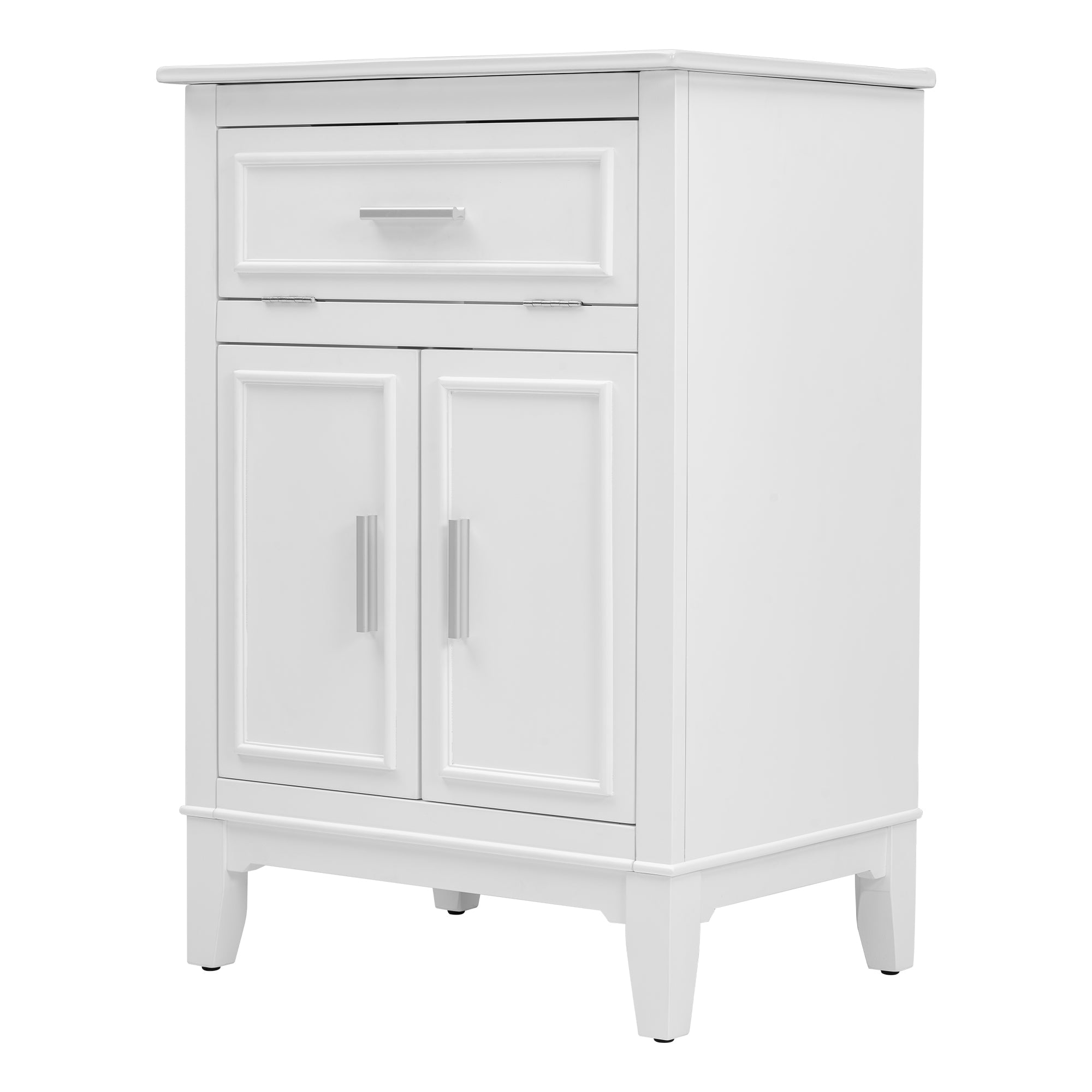 24" Bathroom Vanity with Sink, Bathroom Vanity Cabinet with One Flip Drawer and Doors, Solid Wood and MDF, White