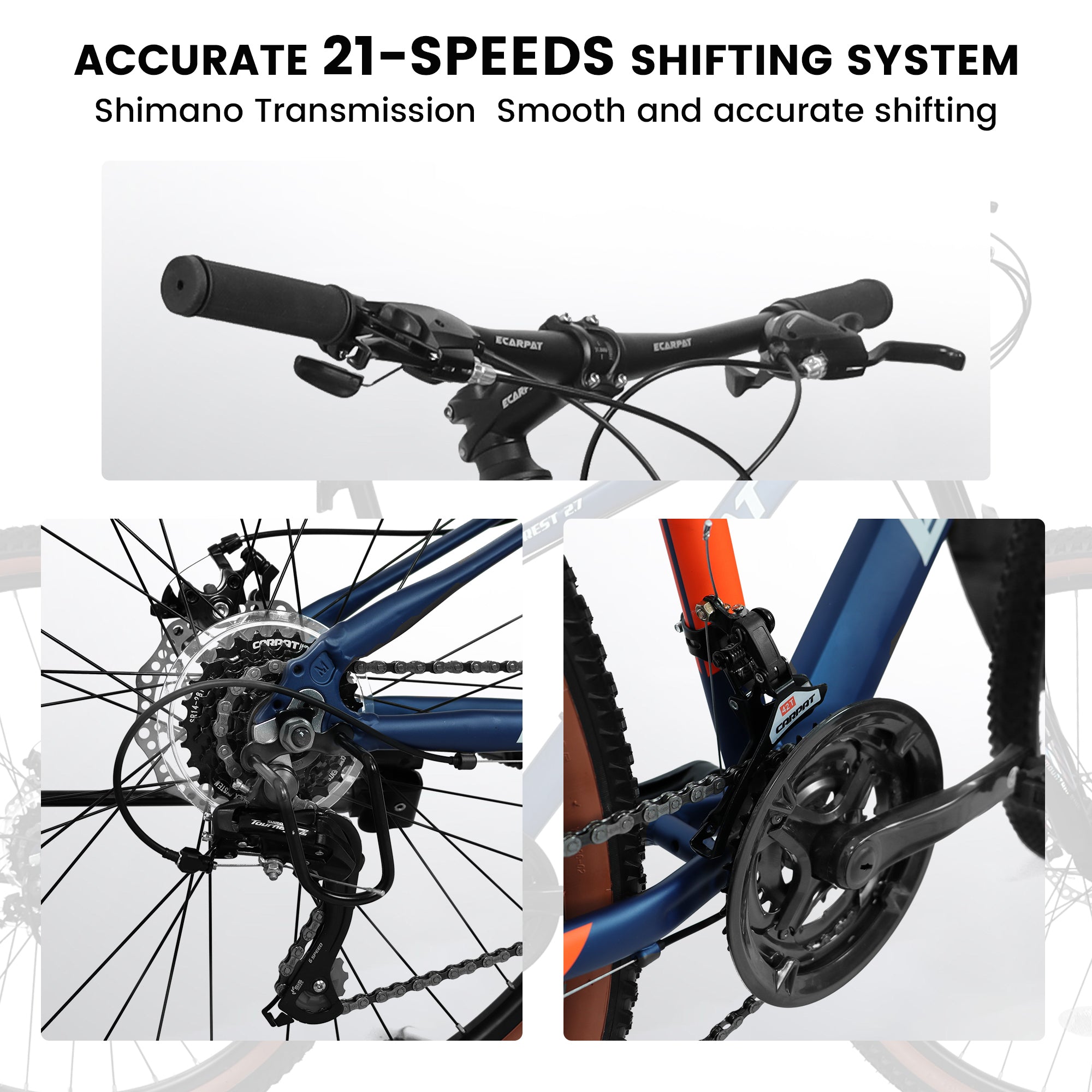 A27302 27 inch wheel mountain bike, 21-speed disc brake trigger transmission, aluminum frame unisex mountain bike